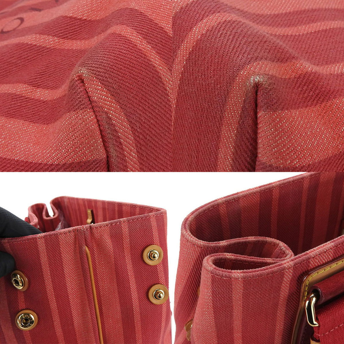 Louis Vuitton Red Color Canvas Tote Bag (Pre-Owned)