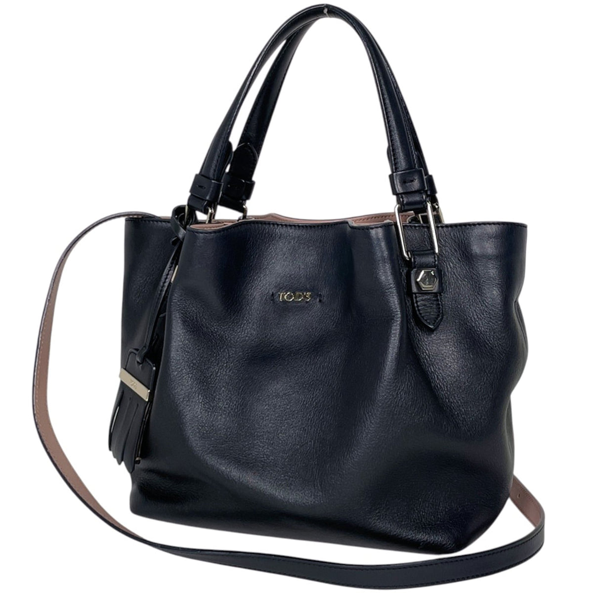 Tod's Black Leather Handbag Shoulder Bag (Pre-Owned)