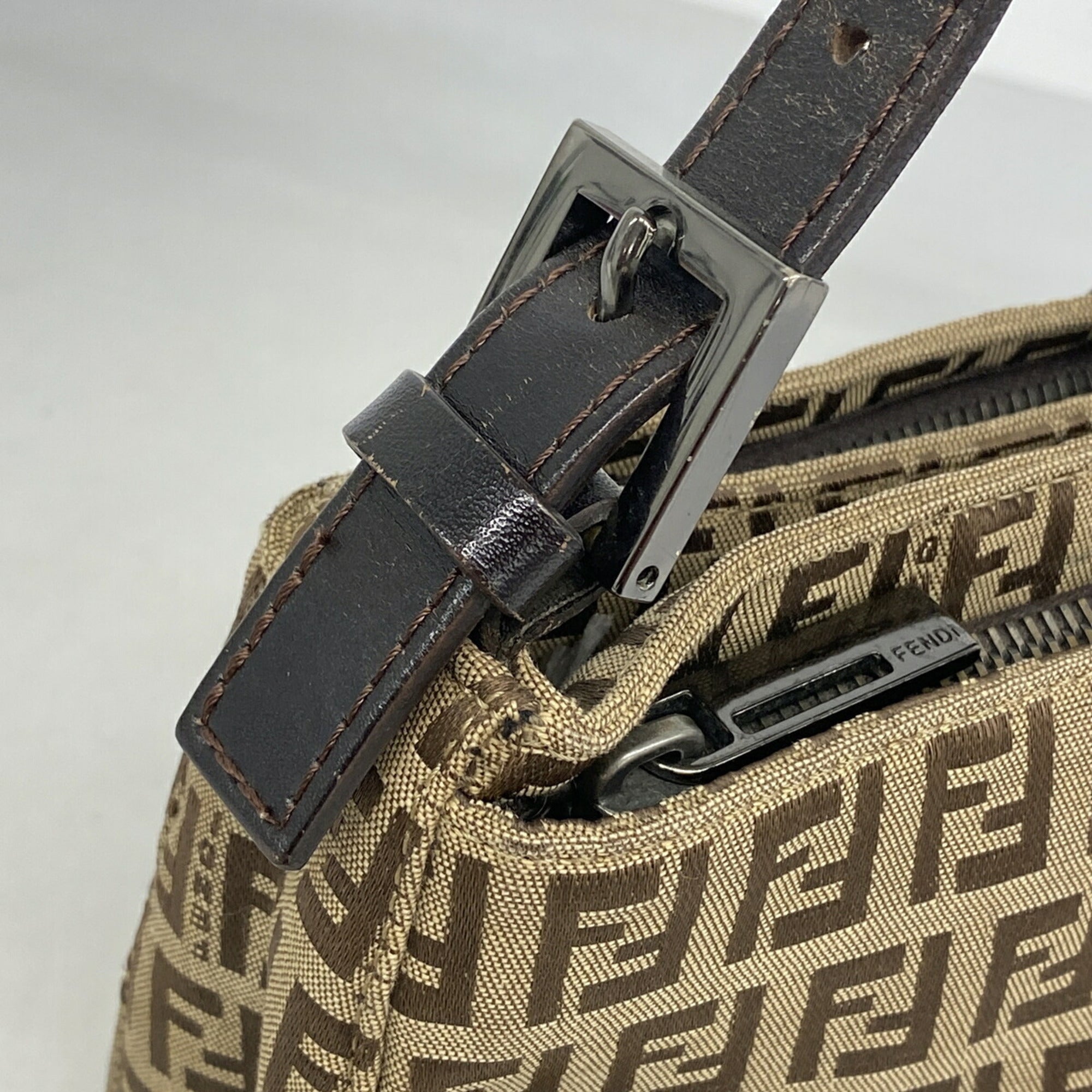 Fendi Brown Nylon Canvas Shoulder Bag (Pre-Owned)