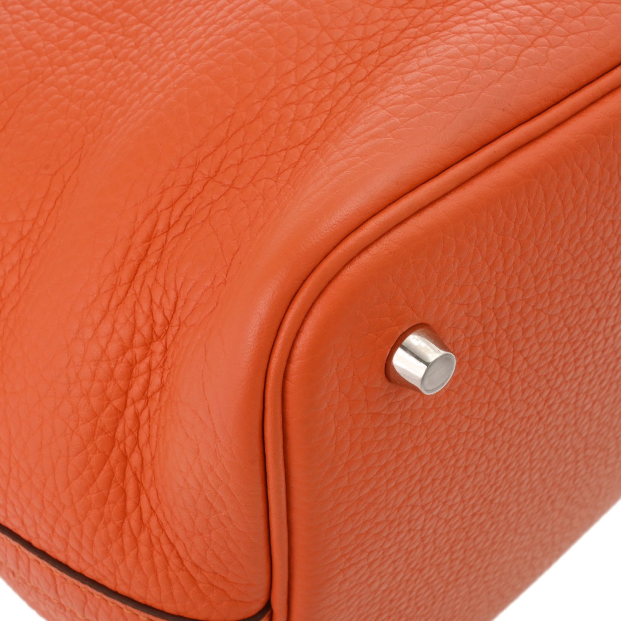 Hermes Orange Poppy Taurillon Clemence Leather Handbag (Pre-Owned)