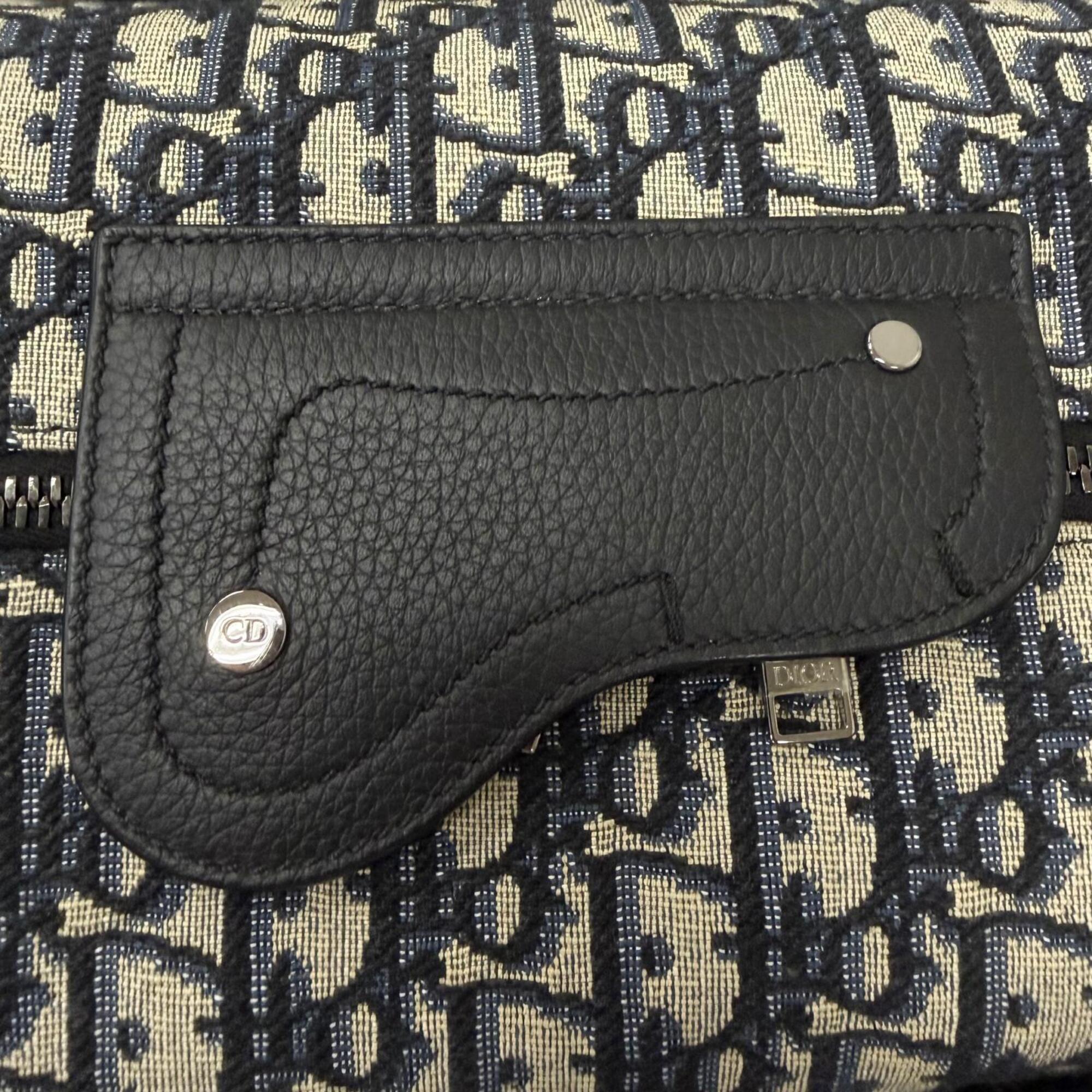 Dior Homme Beige Navy Leather Shoulder Bag (Pre-Owned)