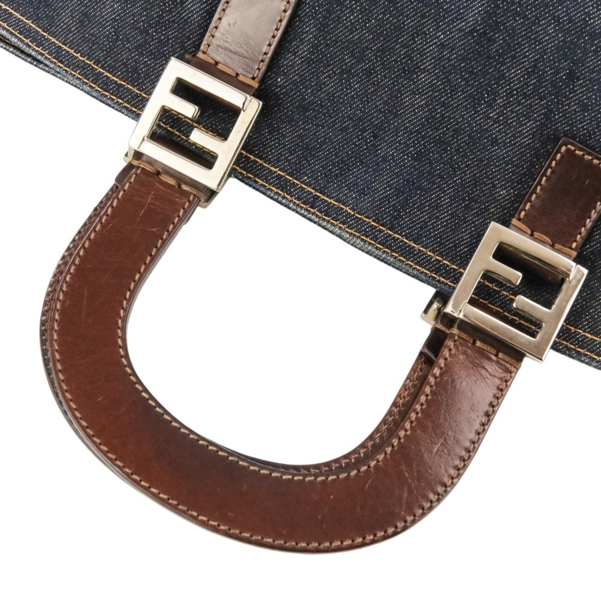Fendi Navy Denim Leather Handbag (Pre-Owned)