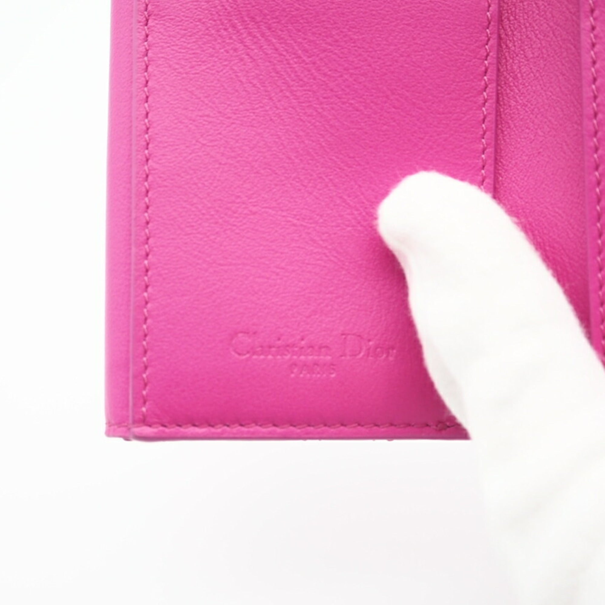 Christian Dior Pink Patent Leather Wallet (Tri-Fold) (Pre-Owned)