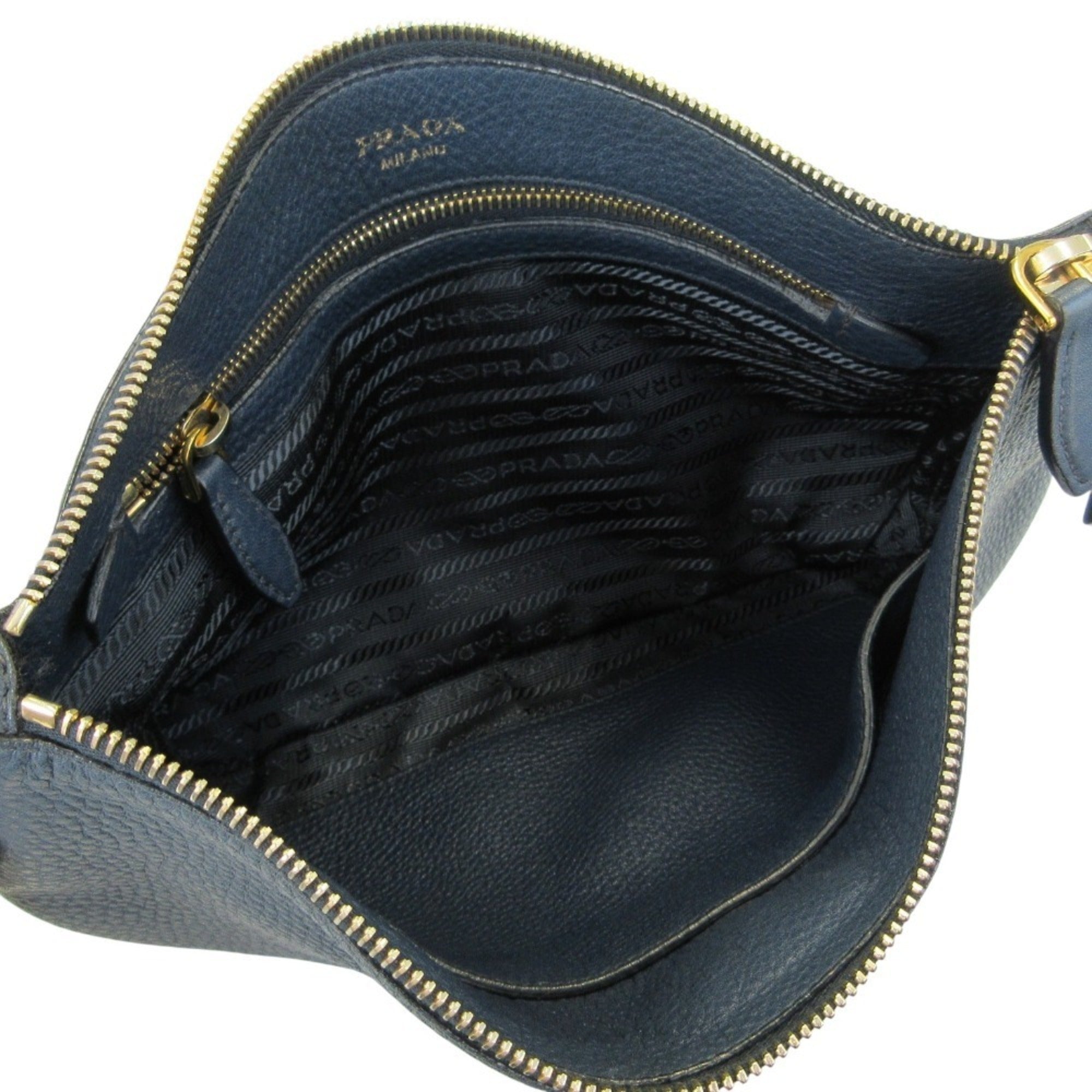 Prada Navy Leather Shoulder Bag (Pre-Owned)