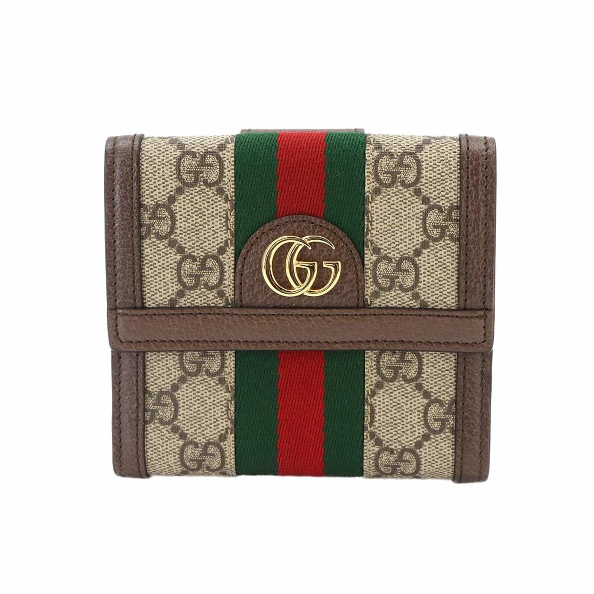Gucci Beige Brown Gg Supreme Leather Wallet (Bi-Fold) (Pre-Owned)