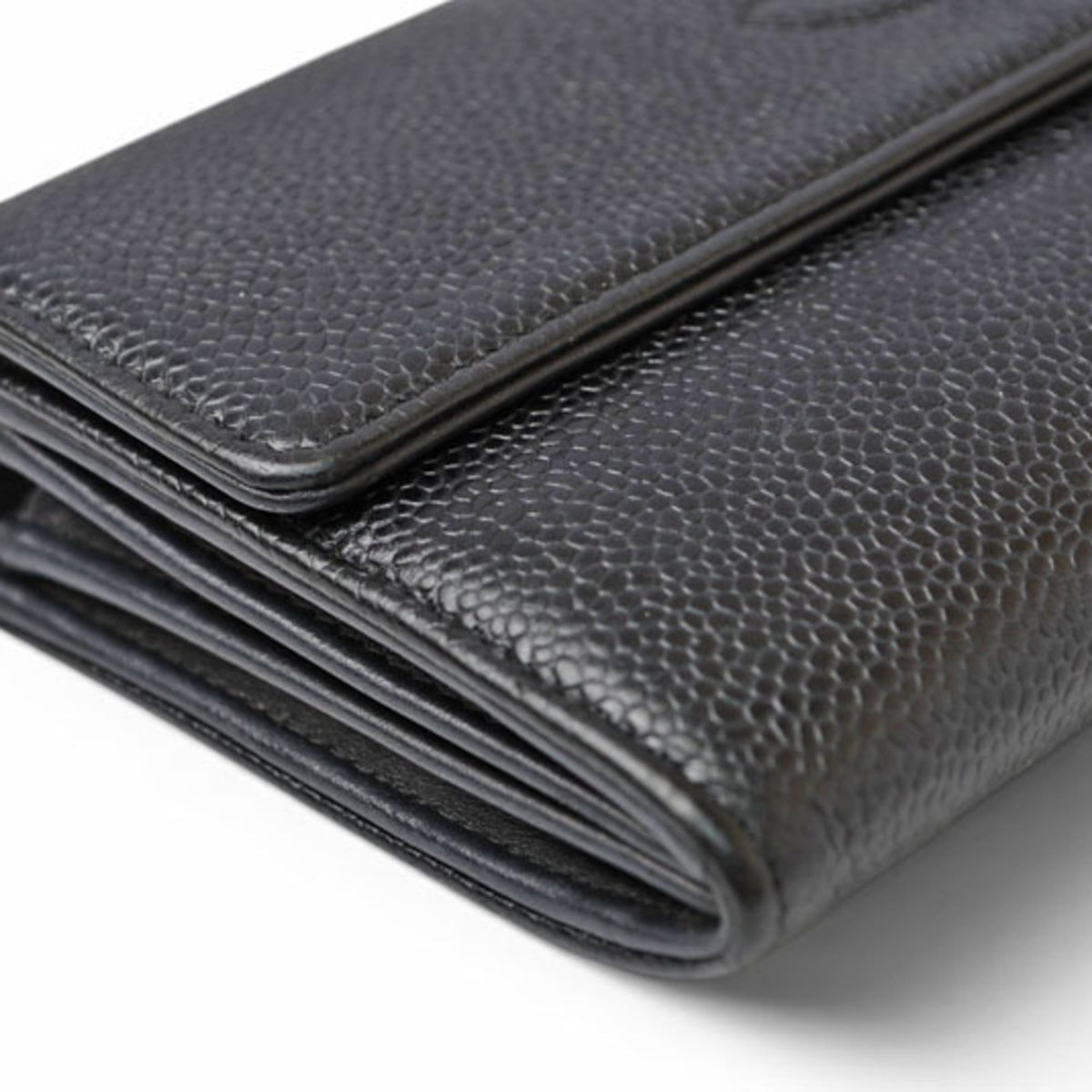 Chanel Black Leather Long Wallet (Bi-Fold) (Pre-Owned)