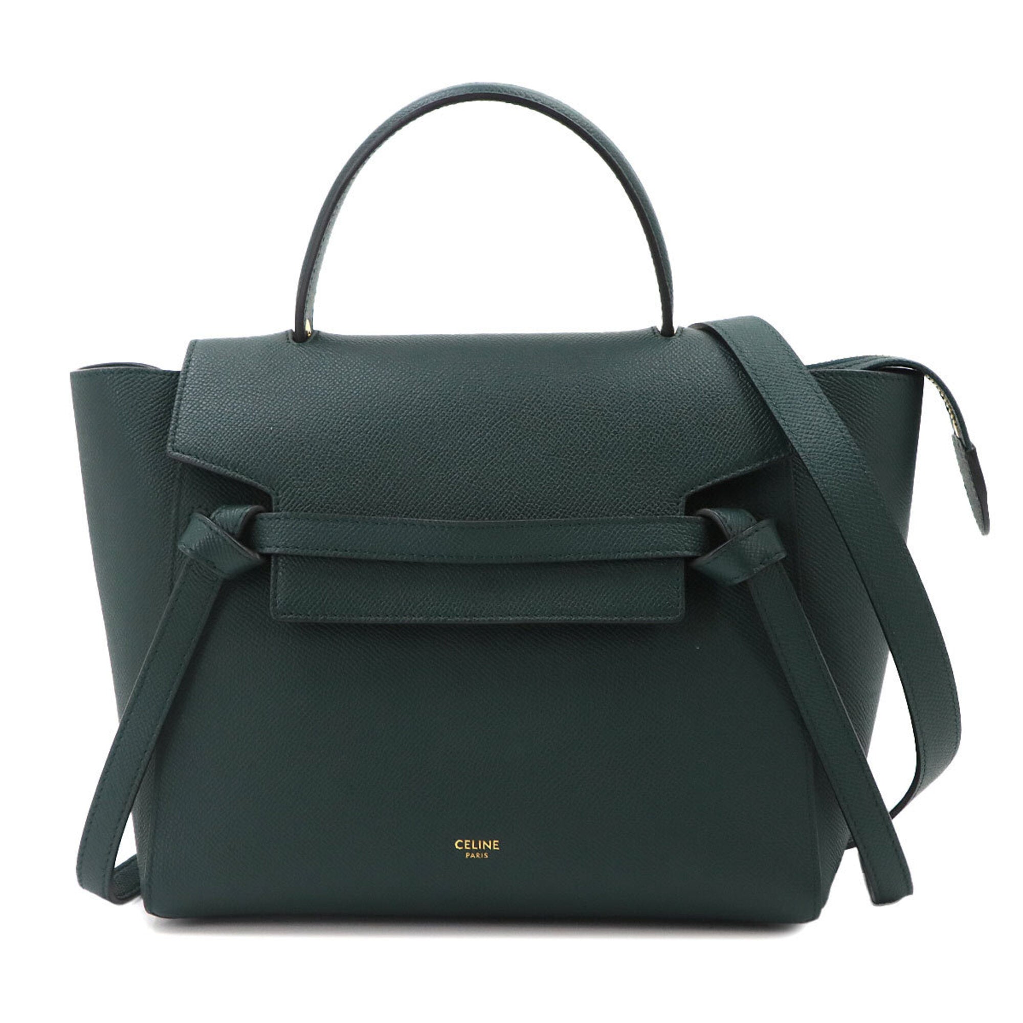 Celine Dark Green Leather Fanny Pack Handbag (Pre-Owned)