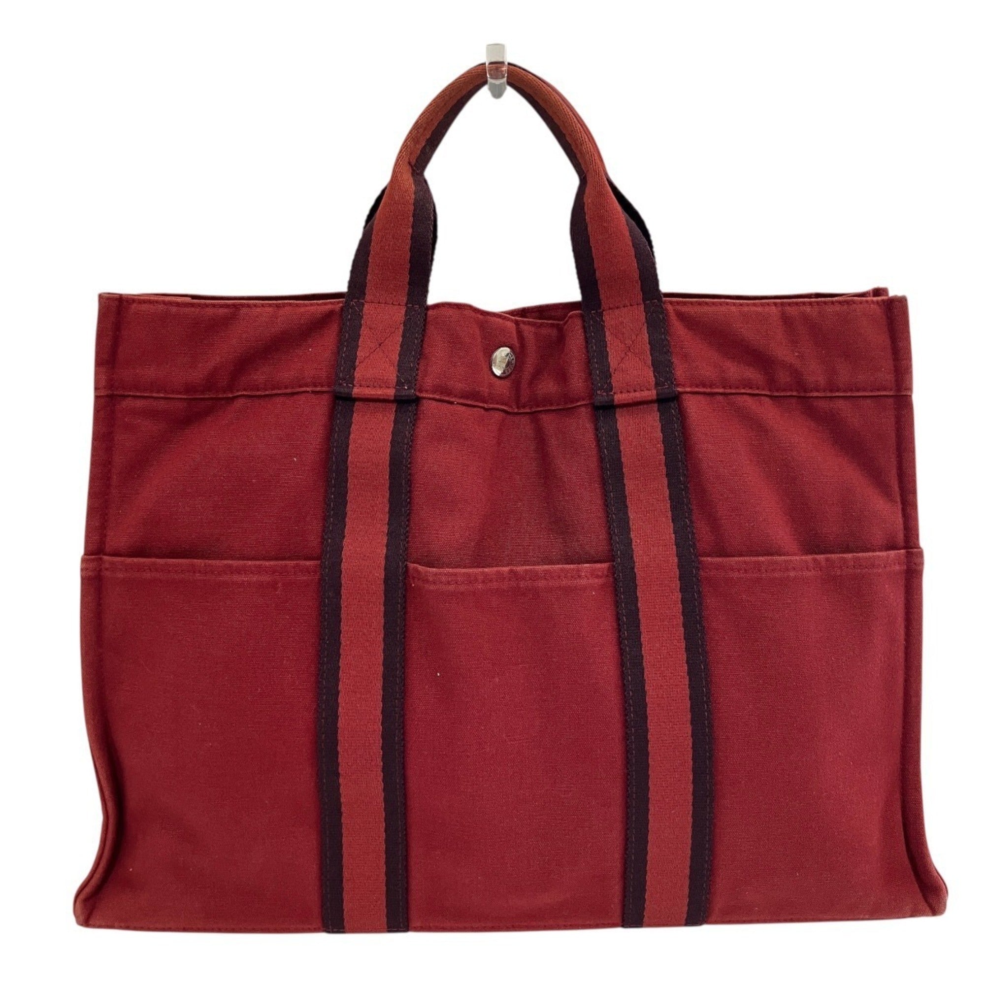 Hermes Fourre Tout Red Color Canvas Handbag (Pre-Owned)