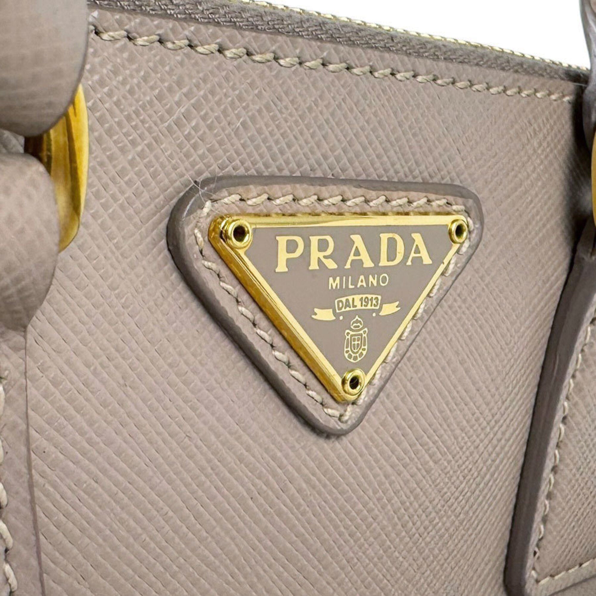 Prada Grayish Leather Handbag Shoulder Bag (Pre-Owned)