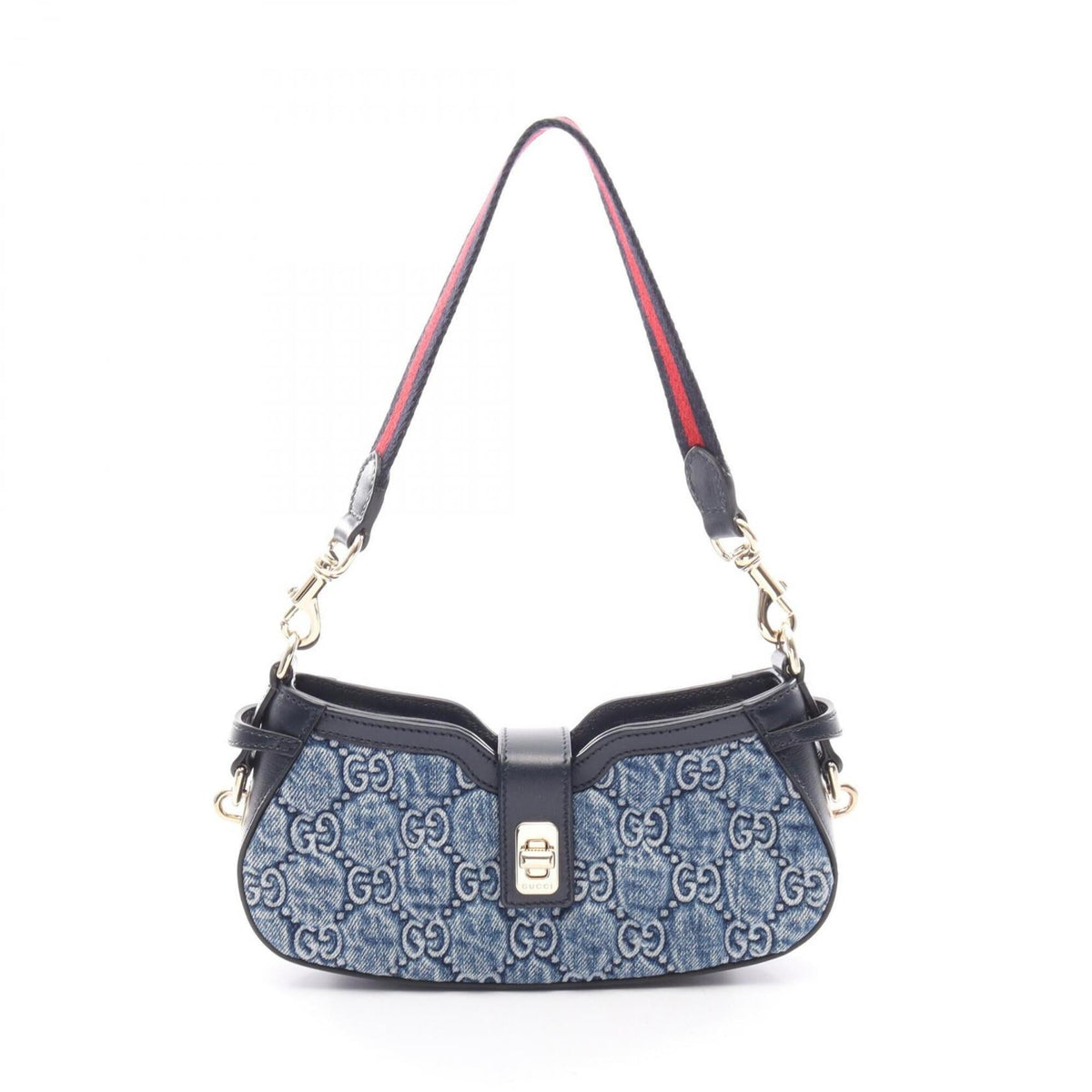 Gucci Blue Navy Denim Leather Handbag (Pre-Owned)