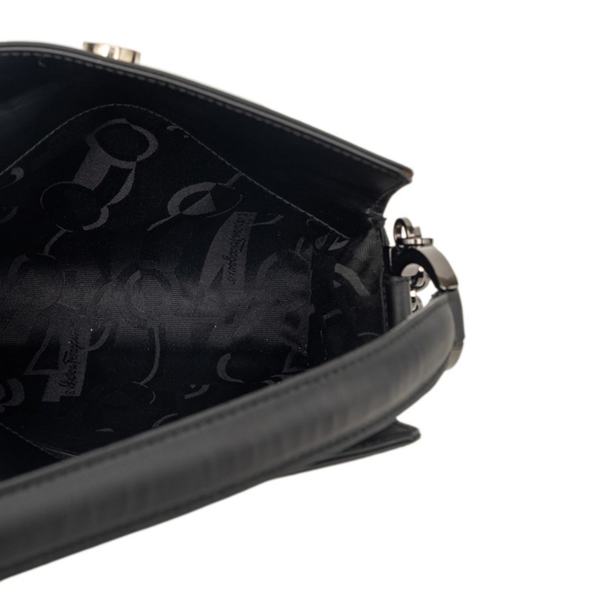 Salvatore Ferragamo Black Patent Leather Pouch Shoulder Bag (Pre-Owned)