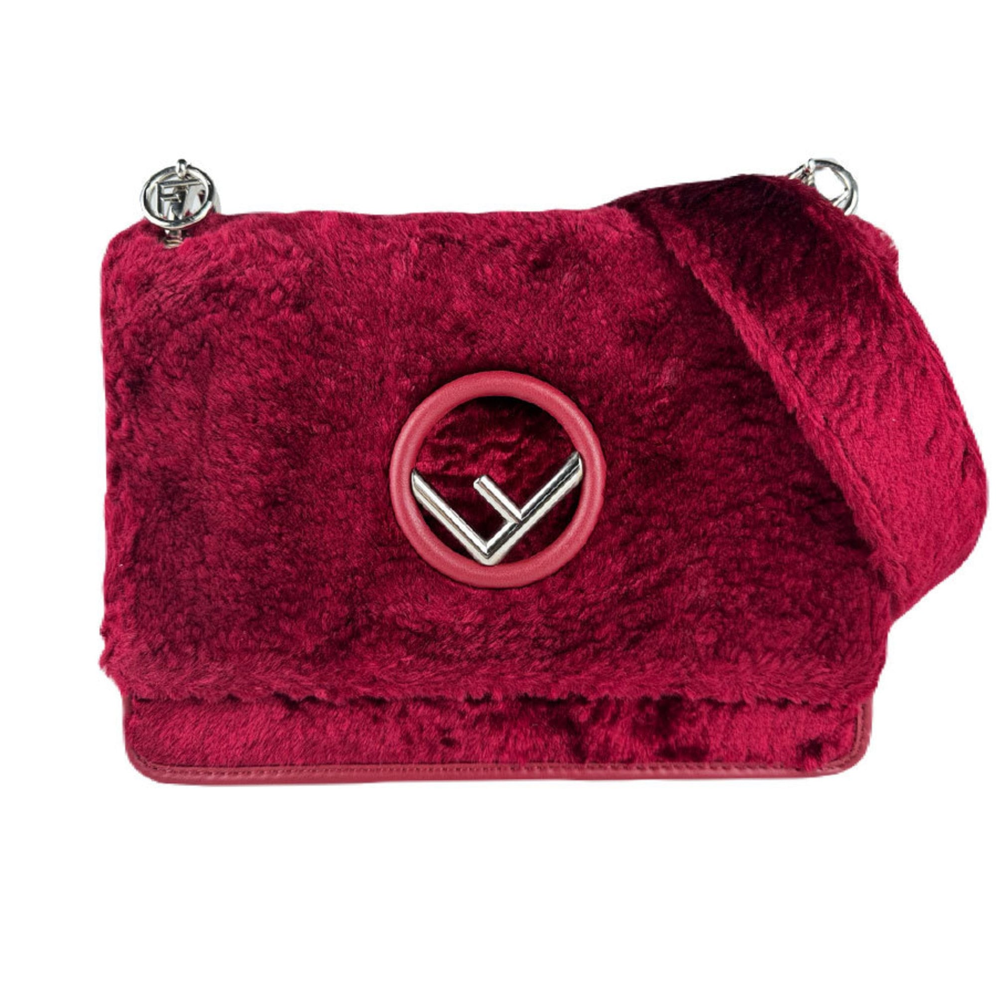 Fendi Red Color Fur Shoulder Bag (Pre-Owned)