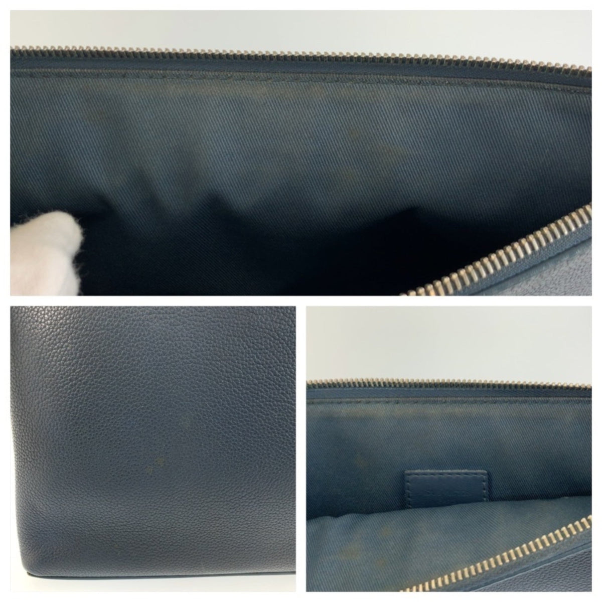 Louis Vuitton Blue Leather Clutch Bag Pochette (Pre-Owned)