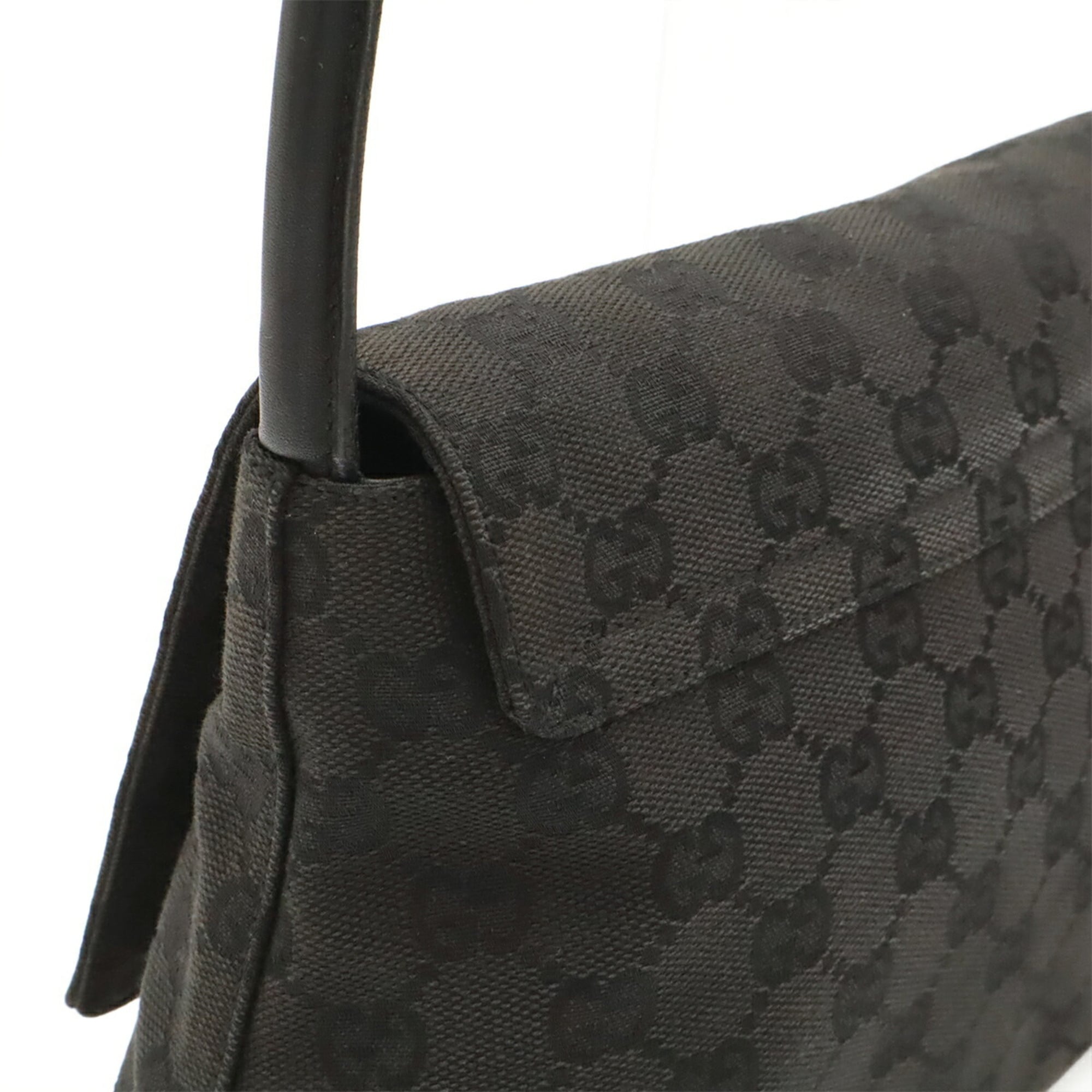 Gucci Black Canvas Leather Shoulder Bag (Pre-Owned)