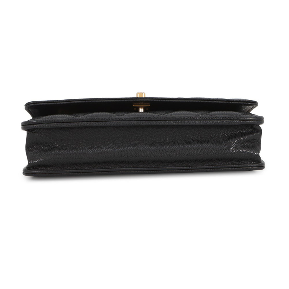 Chanel Black Grained Calfskin Chain/Shoulder Wallet (Pre-Owned)