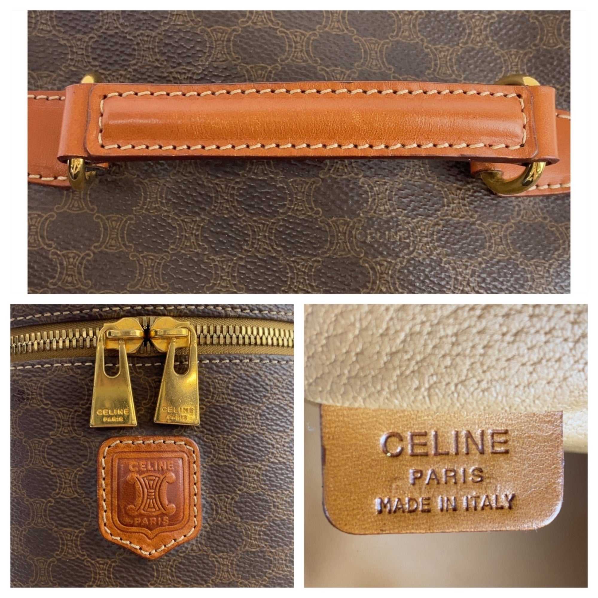 Celine Brown Pvc Leather Handbag Pouch Vanity Bag (Pre-Owned)