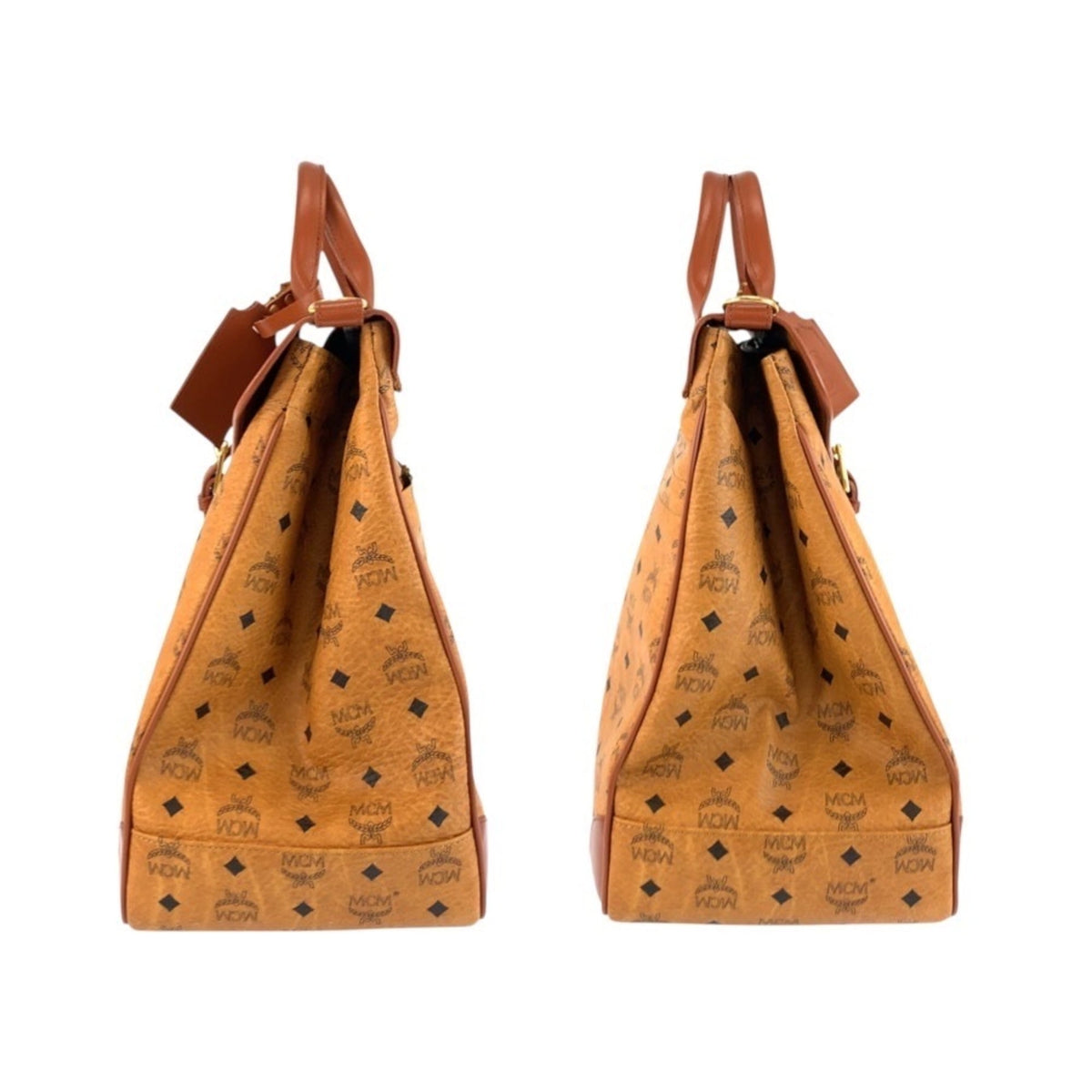 Mcm Brown Leather Boston Bag Shoulder Bag (Pre-Owned)