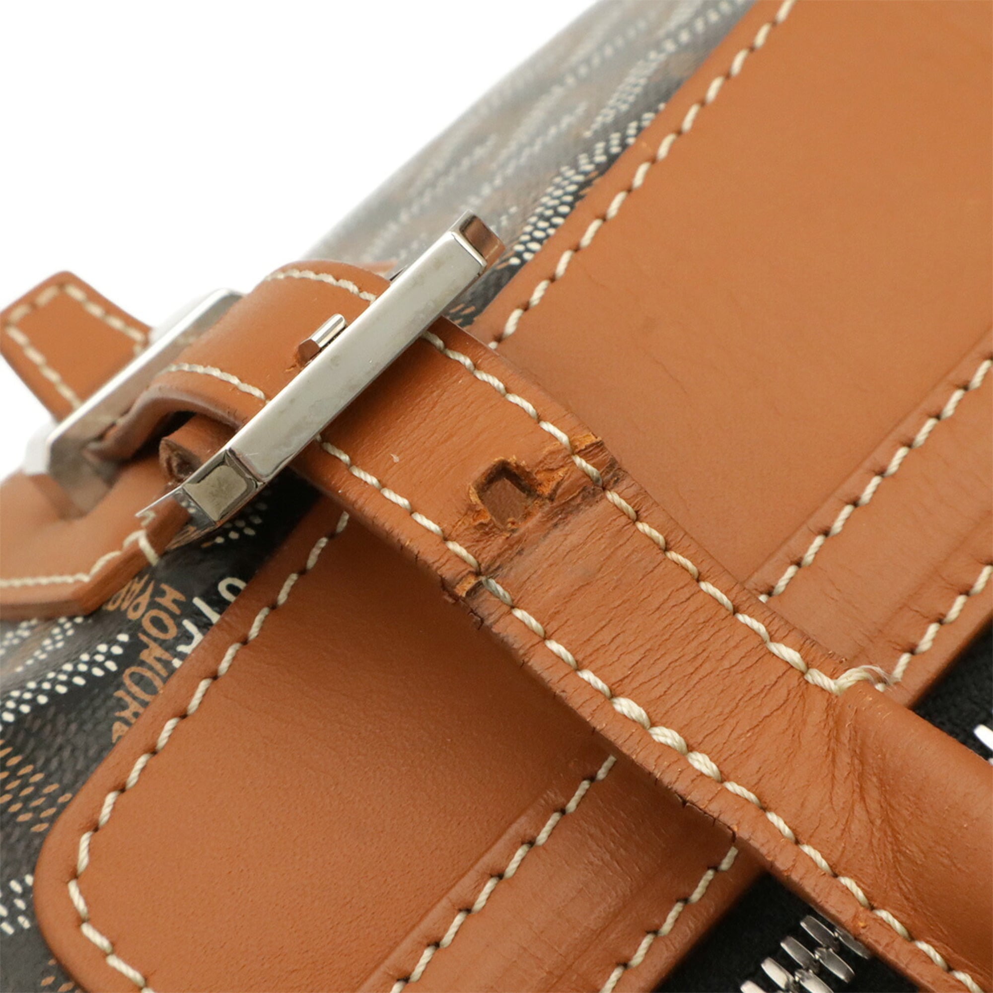 Goyard Black Brown White Coated Canvas Leather Boston Bag (Pre-Owned)