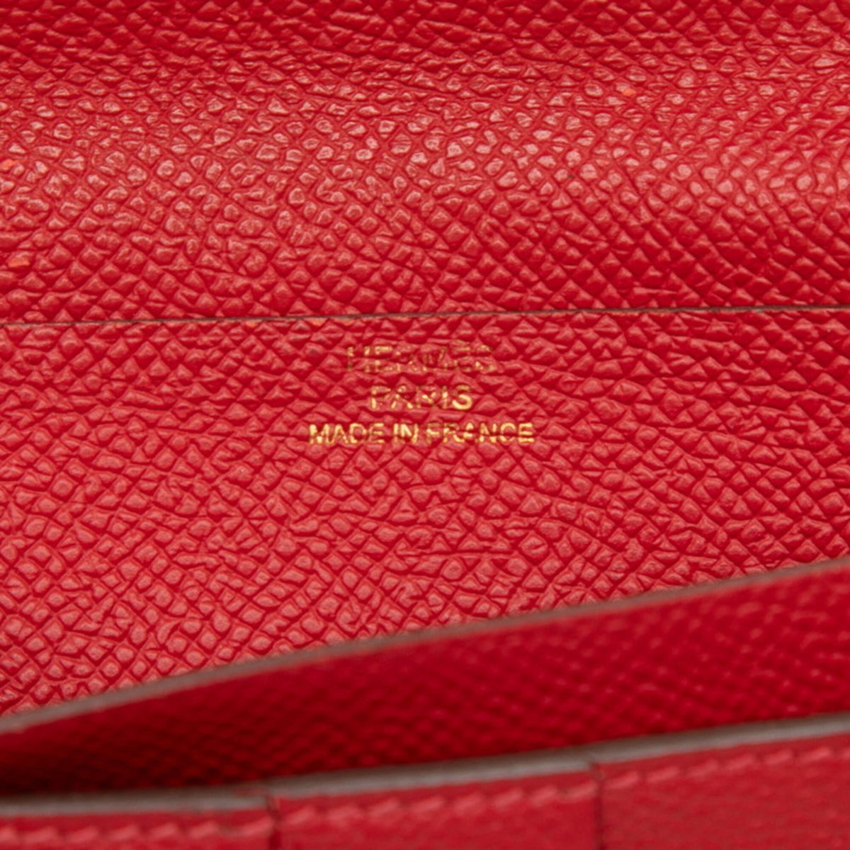 Hermes Red Color Soufre Epsom Leather Long Wallet (Bi-Fold) (Pre-Owned)
