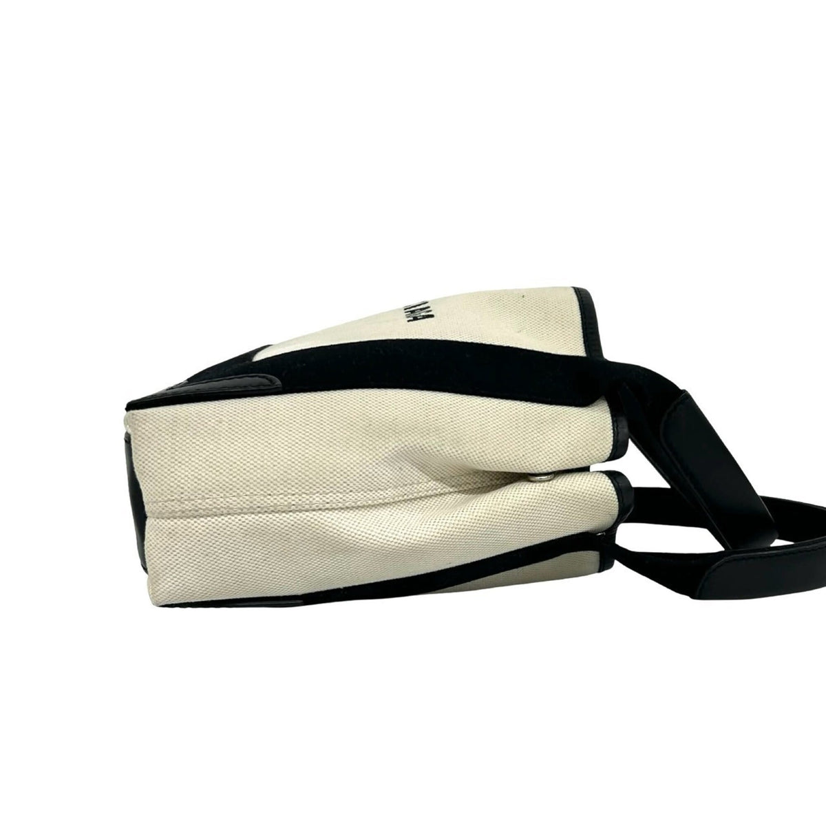 Balenciaga Black Ivory Canvas Leather Handbag Pouch Tote Bag (Pre-Owned)