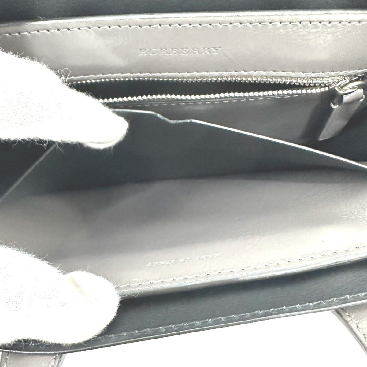 Burberry Gray Elastane Leather Handbag Shoulder Bag (Pre-Owned)