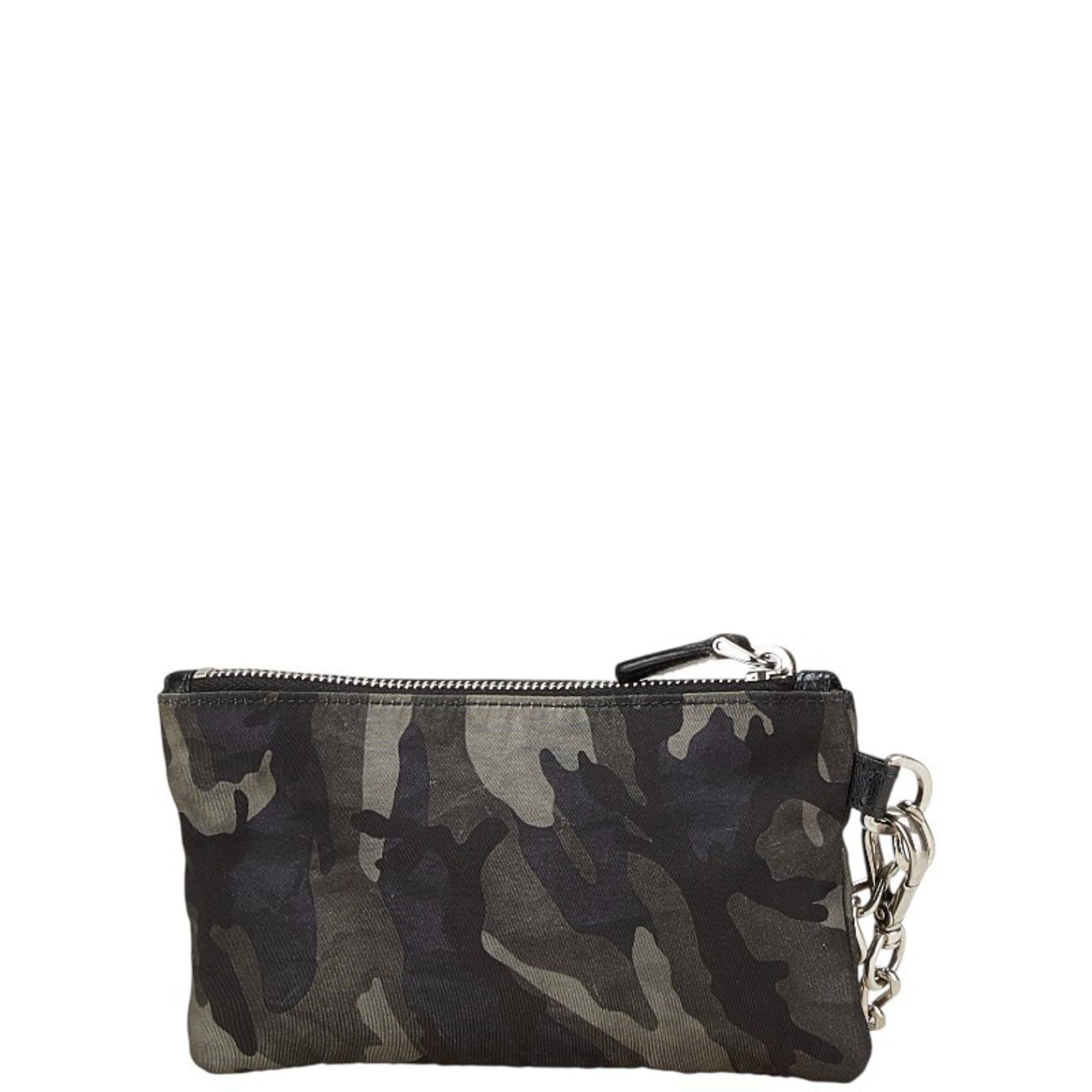 Prada Black Camouflage Gray Nylon Leather Coin Purse/Coin Case (Pre-Owned)