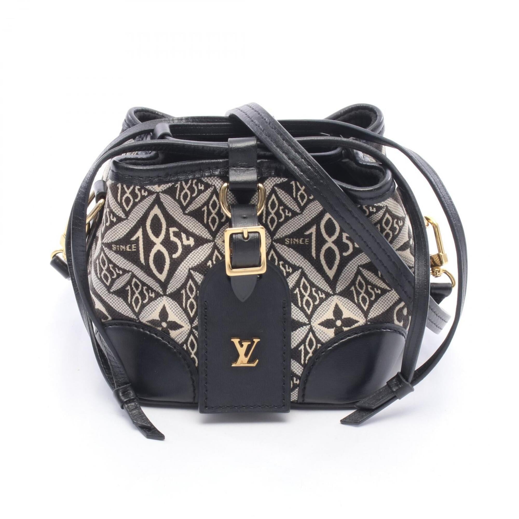 Louis Vuitton Black Gray Noir Canvas Leather Handbag Shoulder Bag (Pre-Owned)