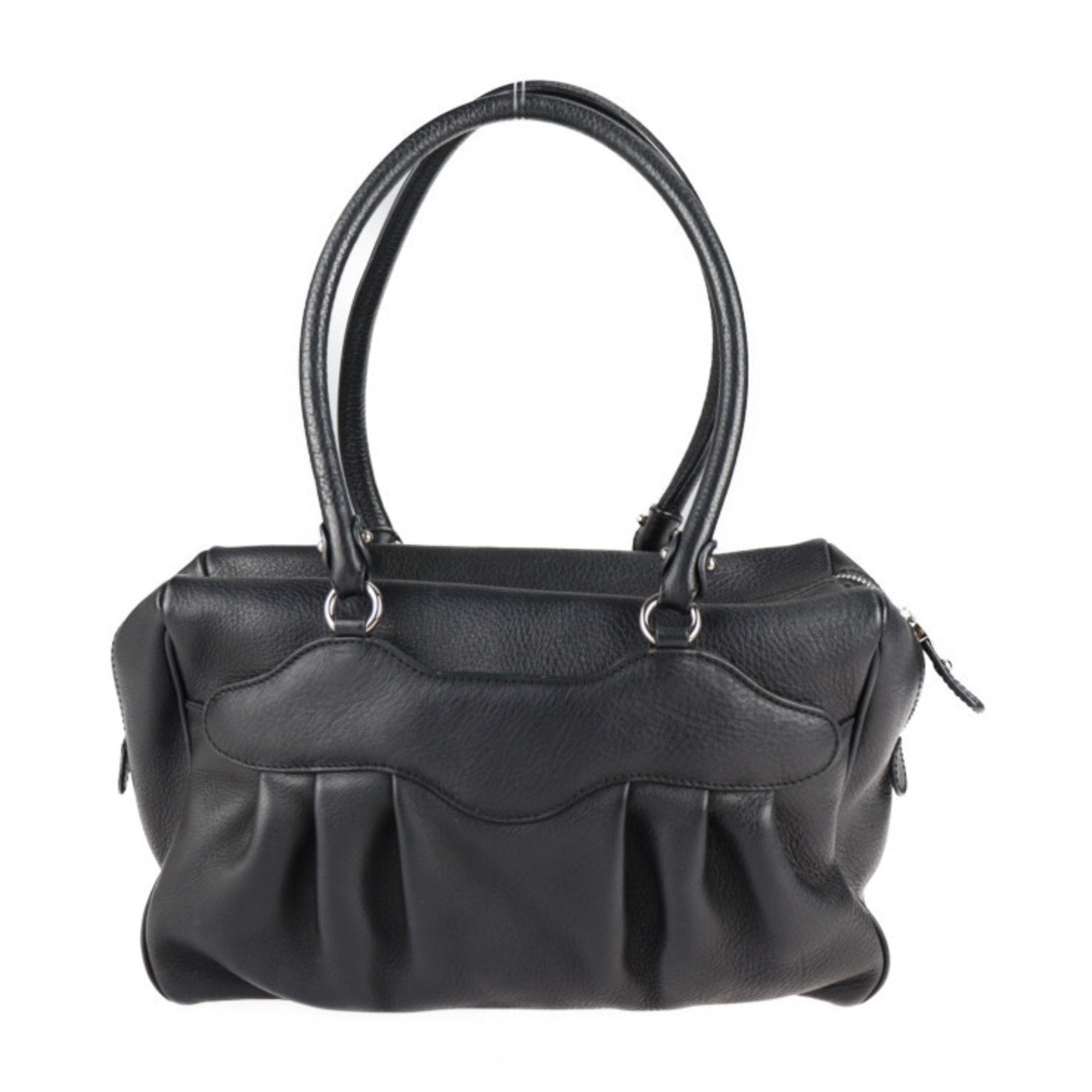 Salvatore Ferragamo Gancini Black Leather Handbag (Pre-Owned)