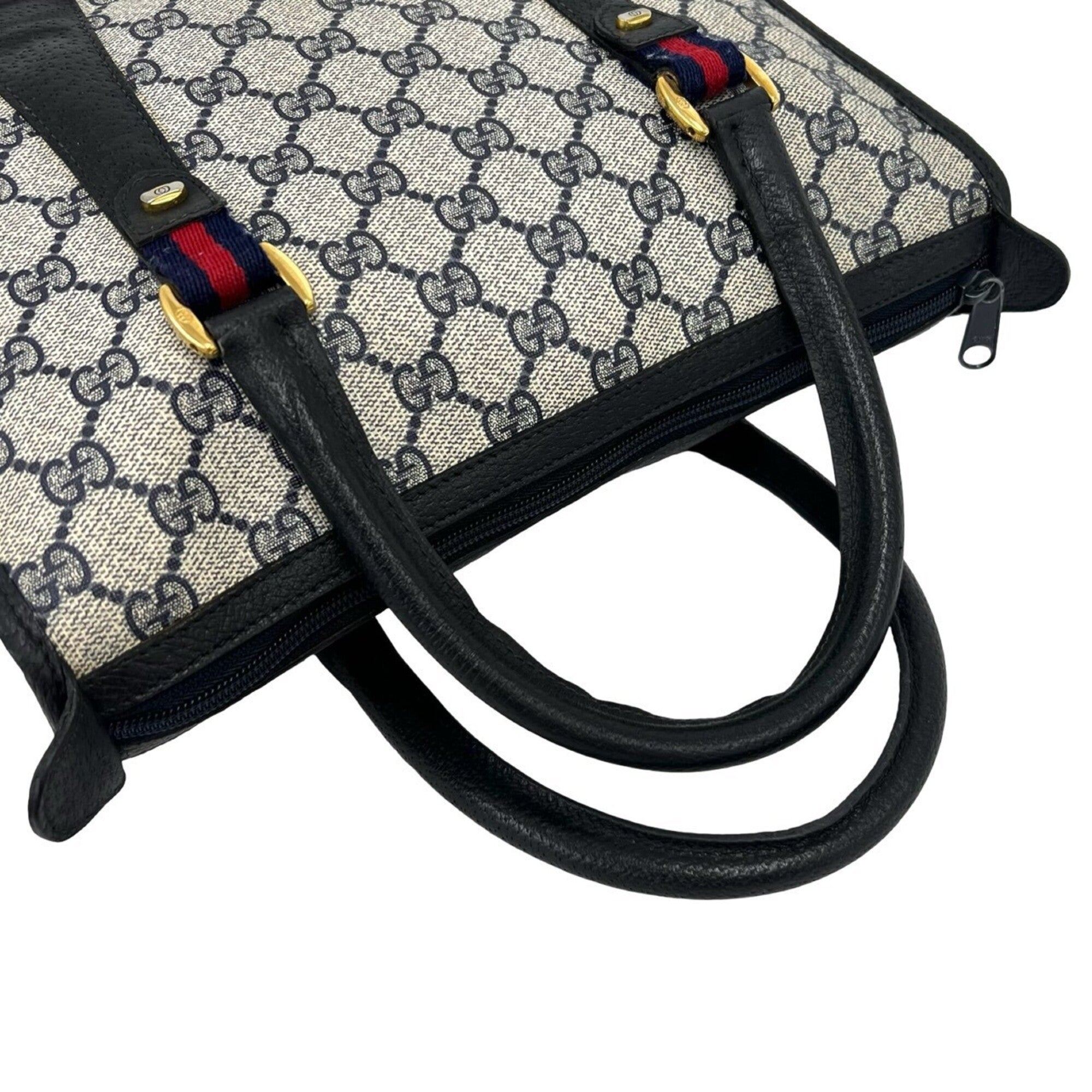 Gucci Navy Red Color Pvc Leather Handbag Shoulder Bag (Pre-Owned)