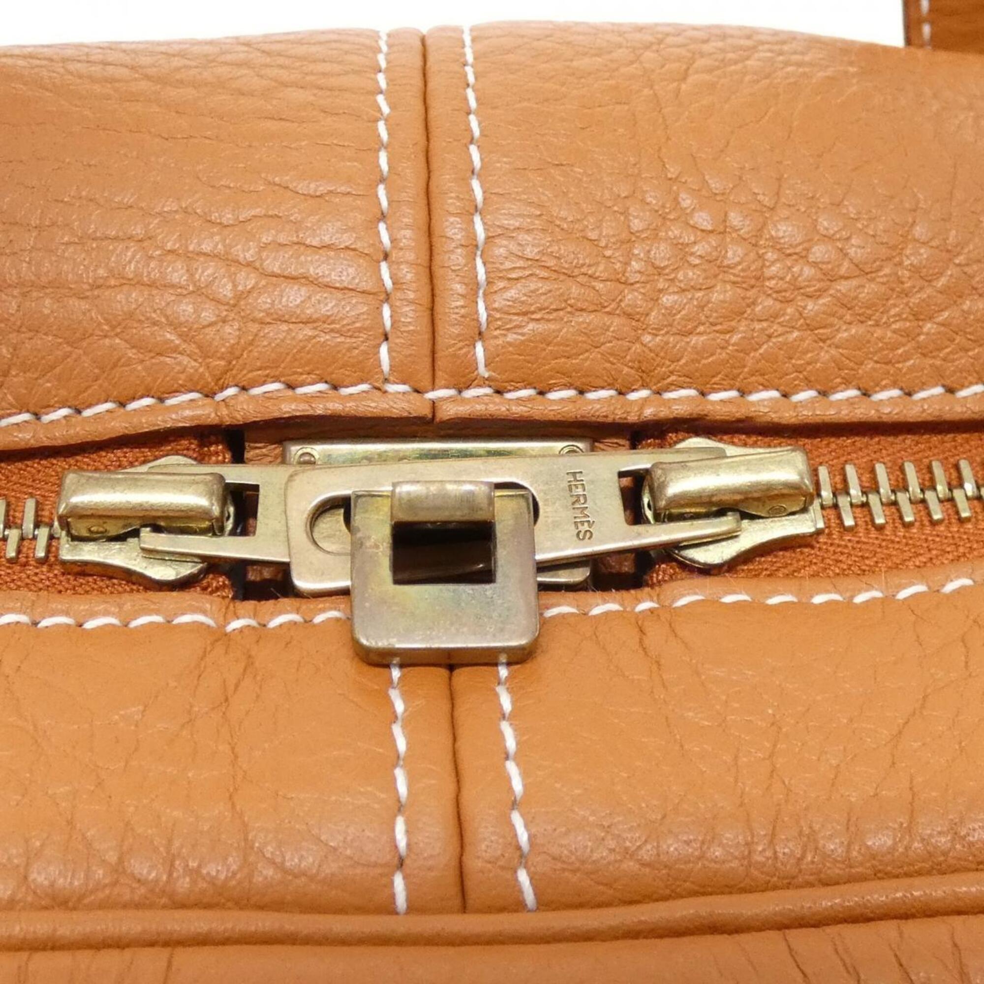 Hermes Brown Taurillon Clemence Leather Boston Bag (Pre-Owned)