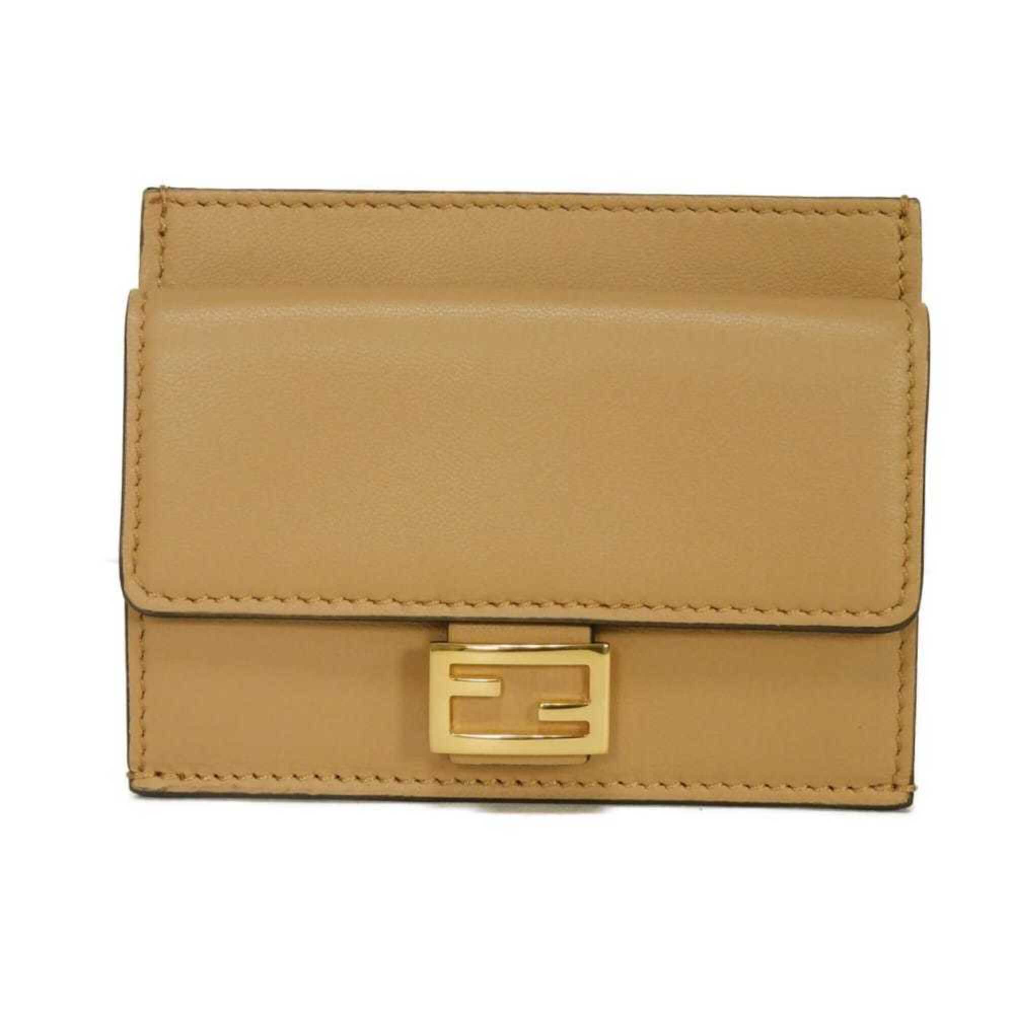 Fendi Beige Leather Coin Purse/Coin Case (Pre-Owned)