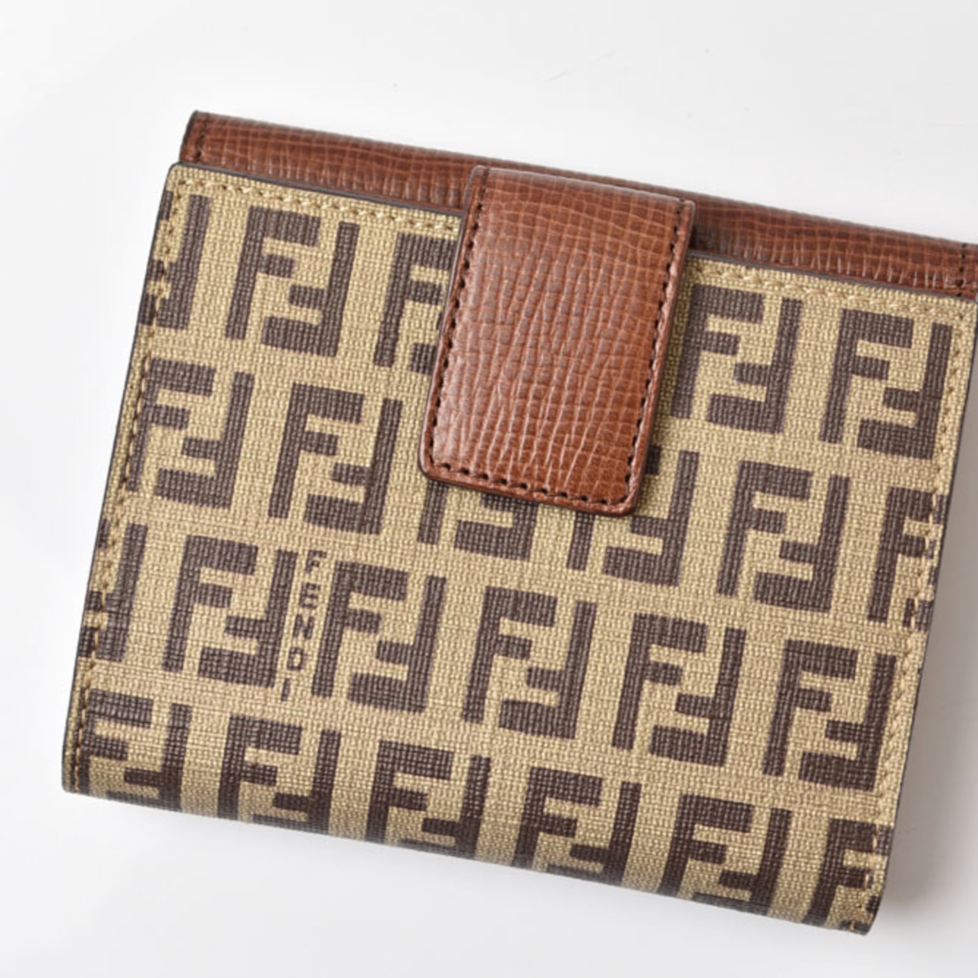 Fendi Beige Brown Brown Pvc Leather Wallet (Bi-Fold) (Pre-Owned)