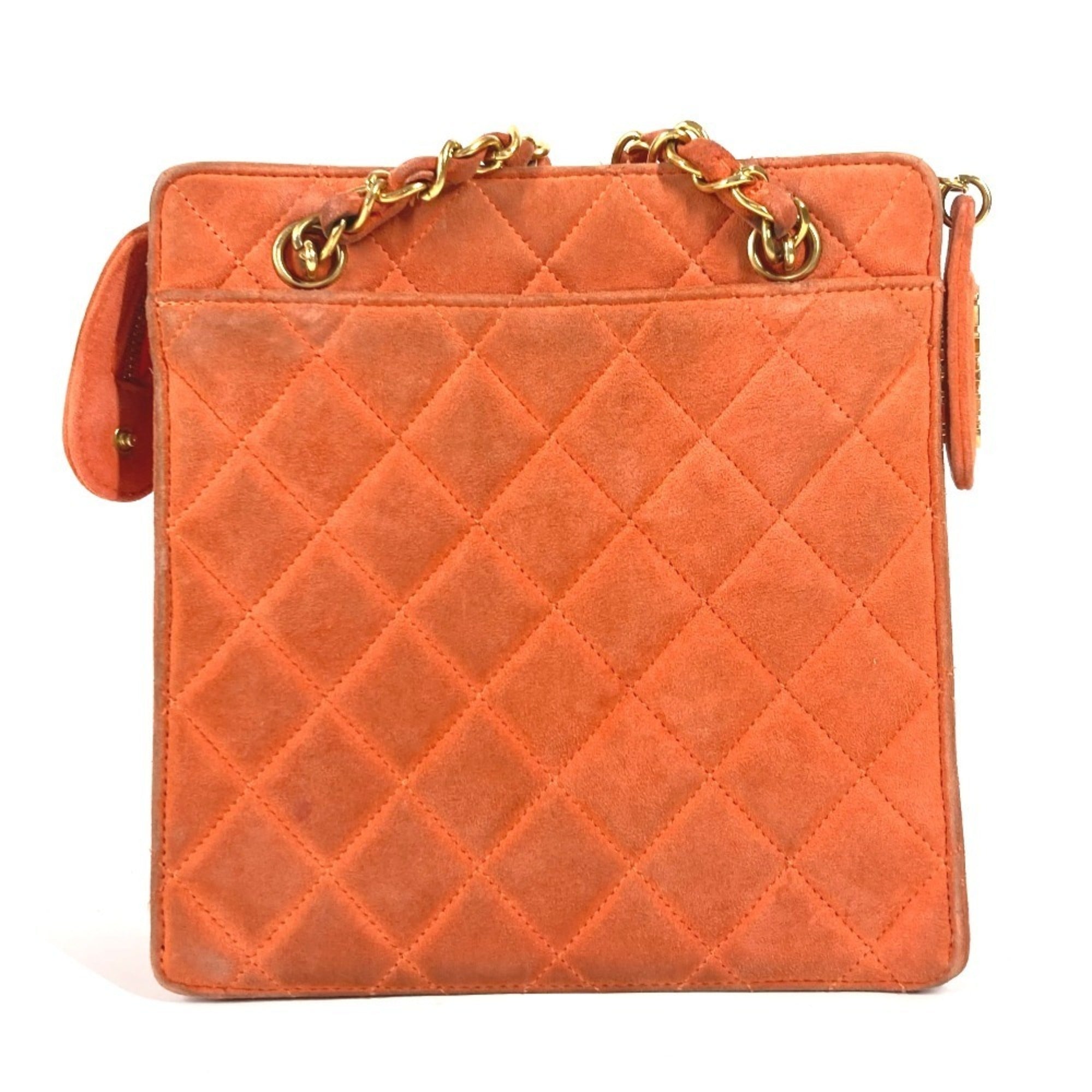 Chanel Orange Suede Handbag Shoulder Bag (Pre-Owned)