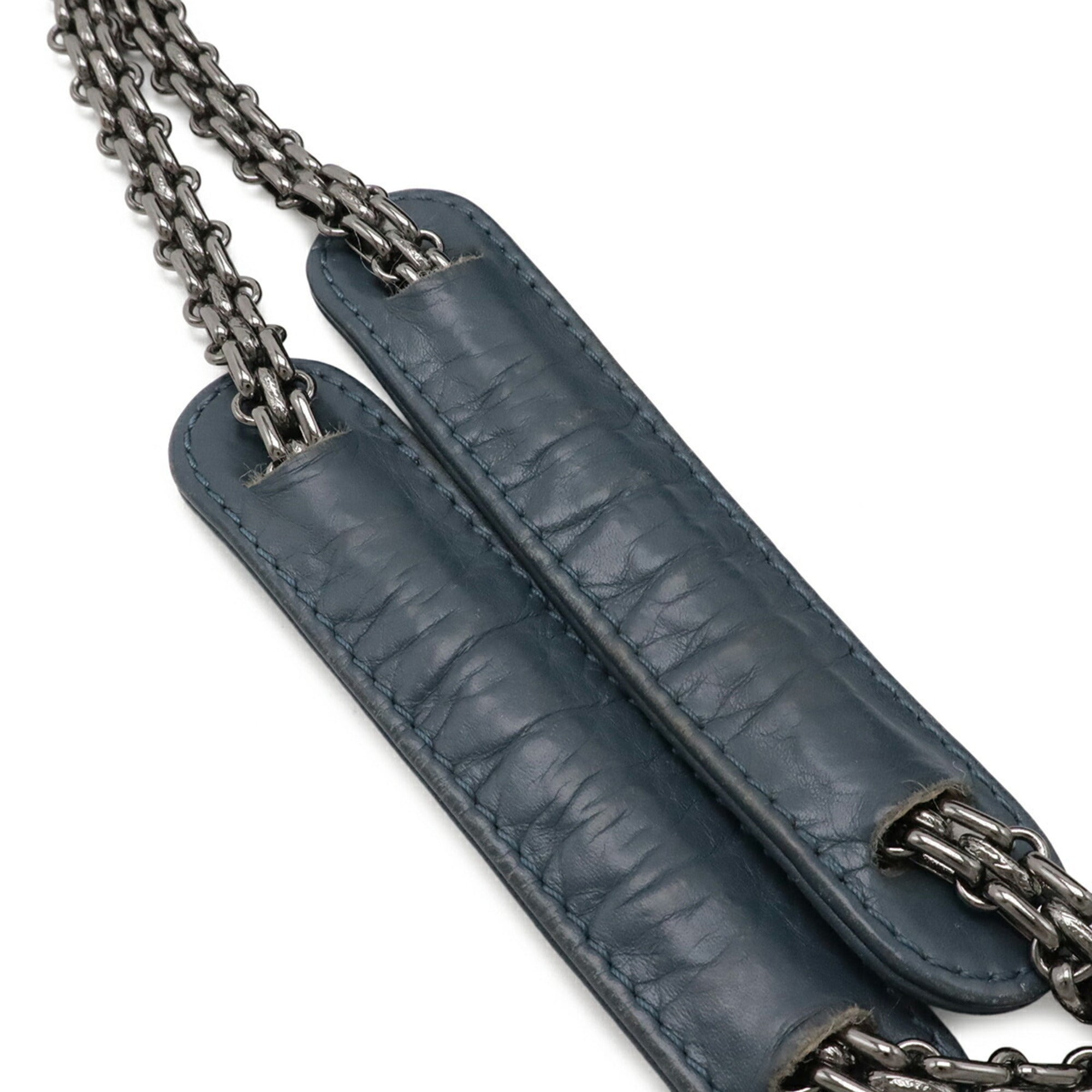 Chanel 2.55 Blue Leather Shoulder Bag Tote Bag (Pre-Owned)