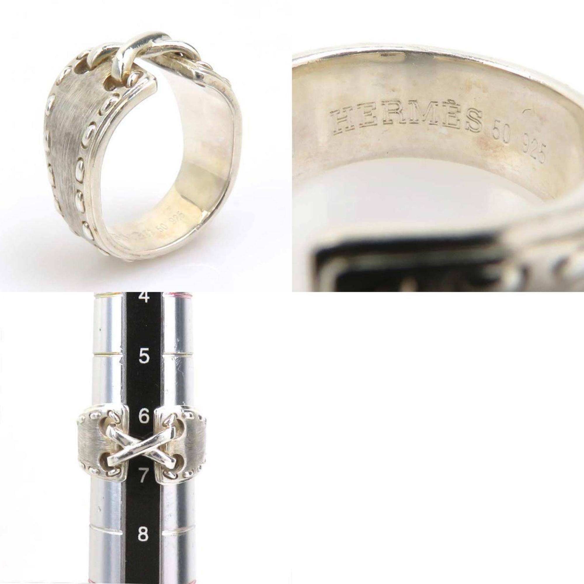 Hermes Silver Silver 925 Band Ring (Pre-Owned)