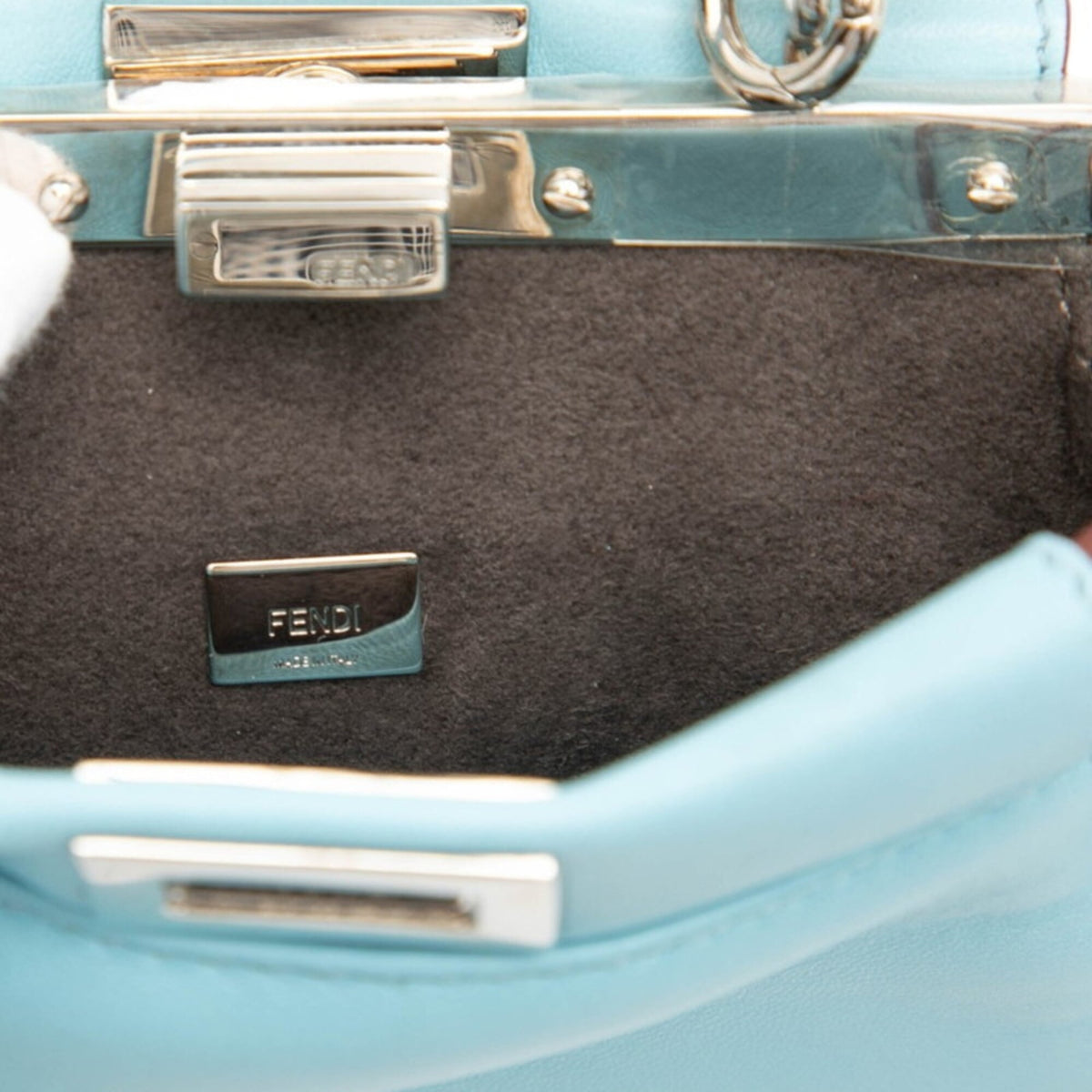 Fendi Blue Leather Handbag Shoulder Bag (Pre-Owned)