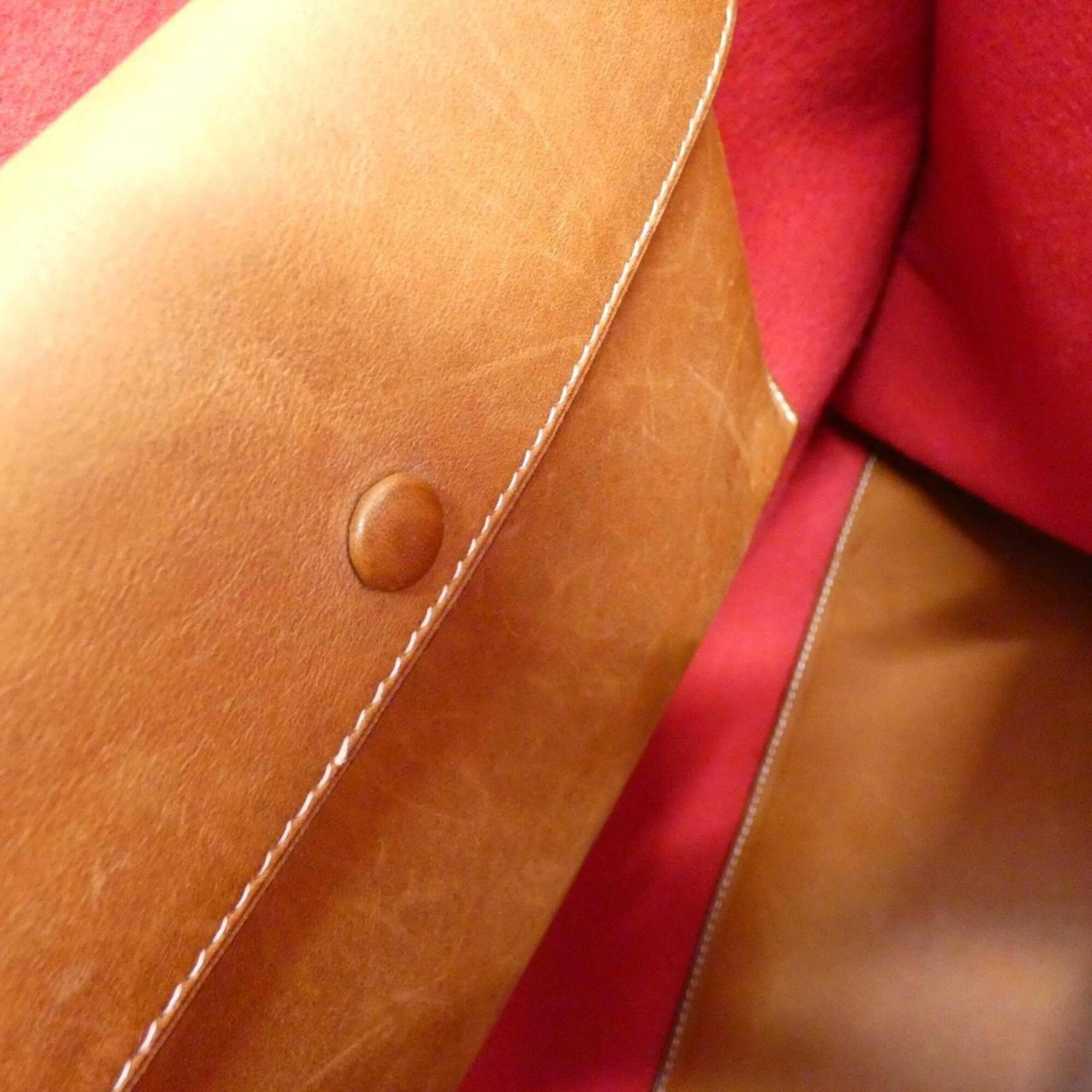 Hermes Fauve Rouge H Felt Barenia Leather Handbag (Pre-Owned)
