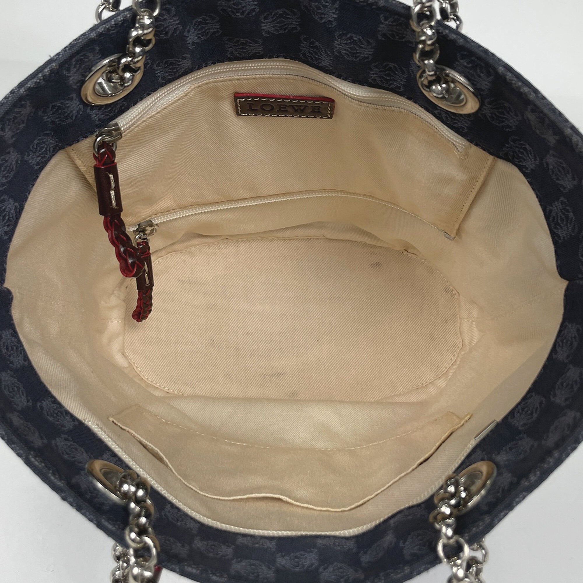 Loewe Navy Canvas Shoulder Bag Tote Bag (Pre-Owned)