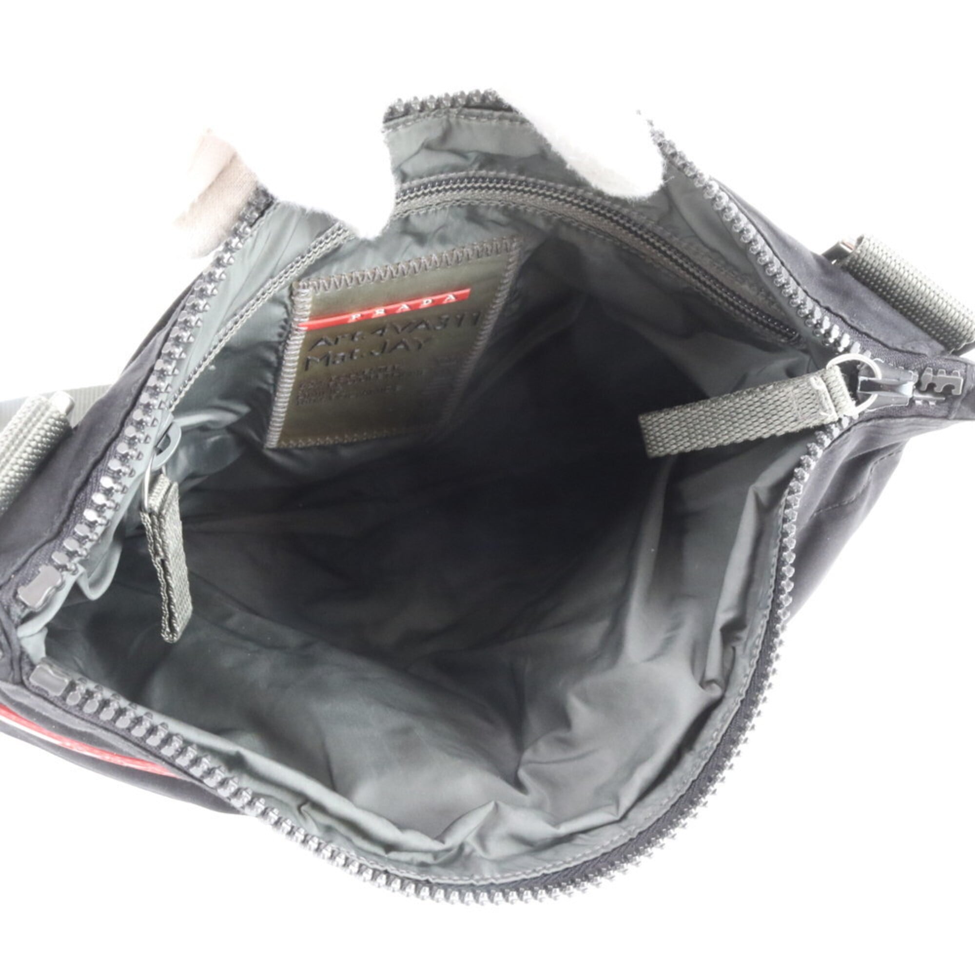 Pradasports Black Gray Leather Nylon Shoulder Bag (Pre-Owned)