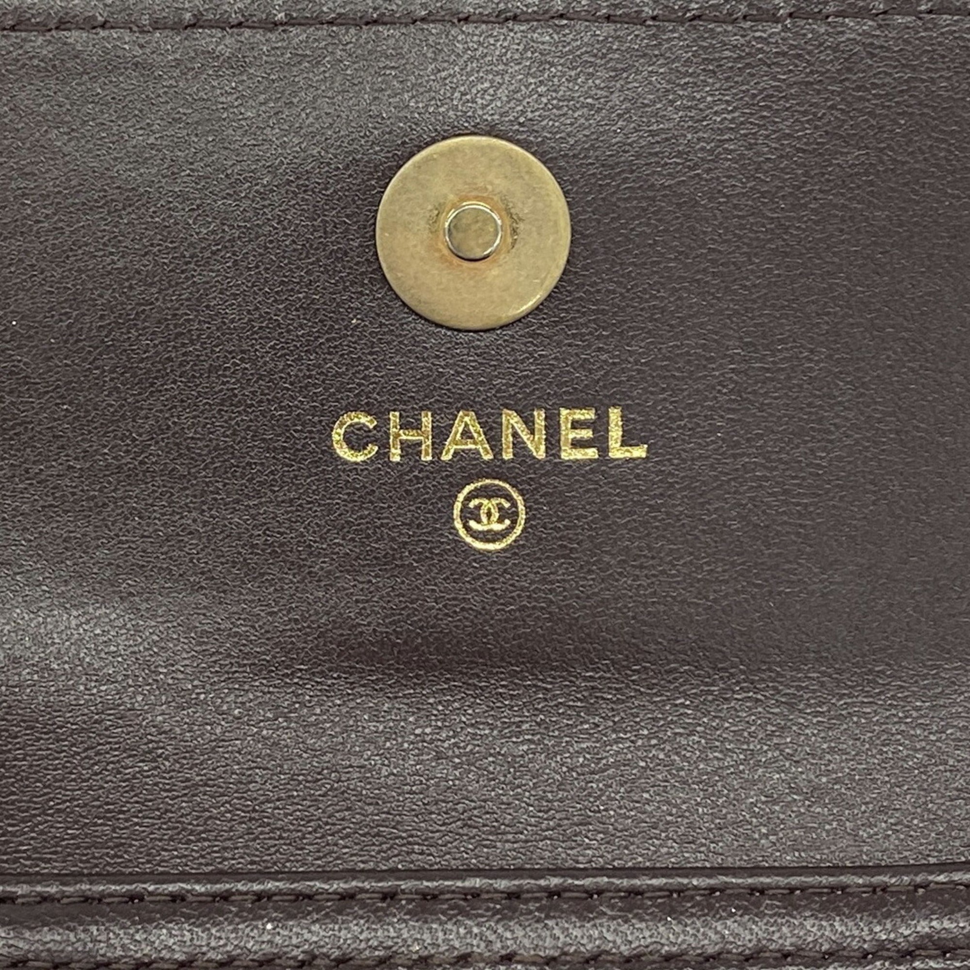 Chanel Dark Brown Leather Chain/Shoulder Wallet (Pre-Owned)