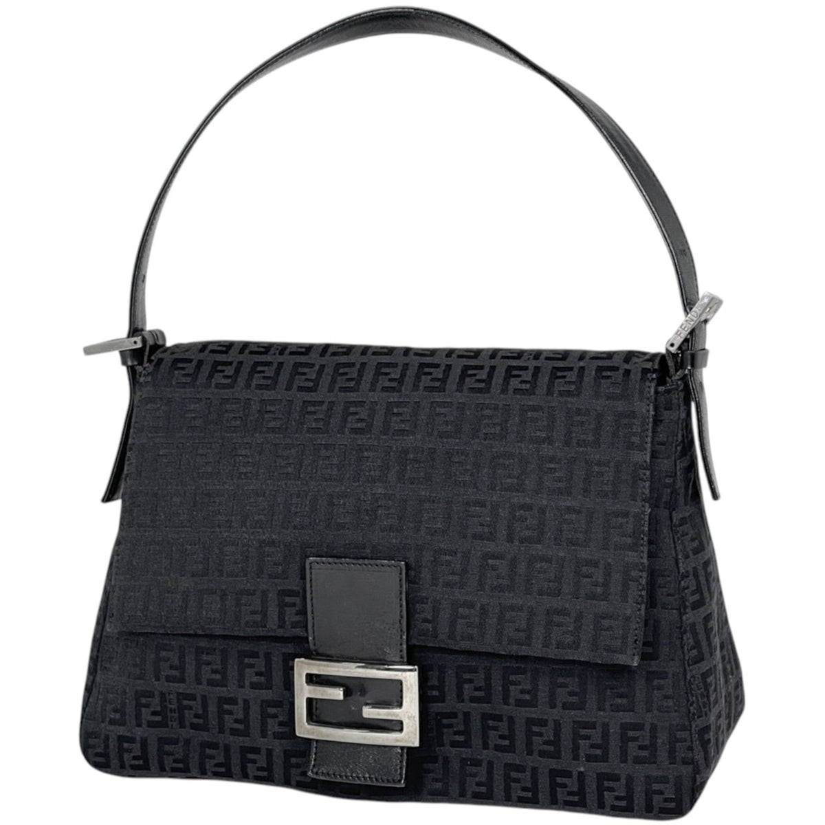Fendi Black Canvas Leather Shoulder Bag (Pre-Owned)
