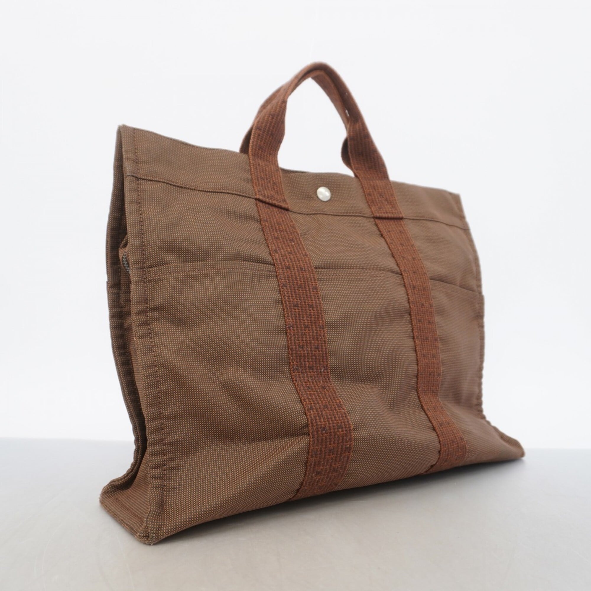 Hermes Brown Canvas Tote Bag (Pre-Owned)