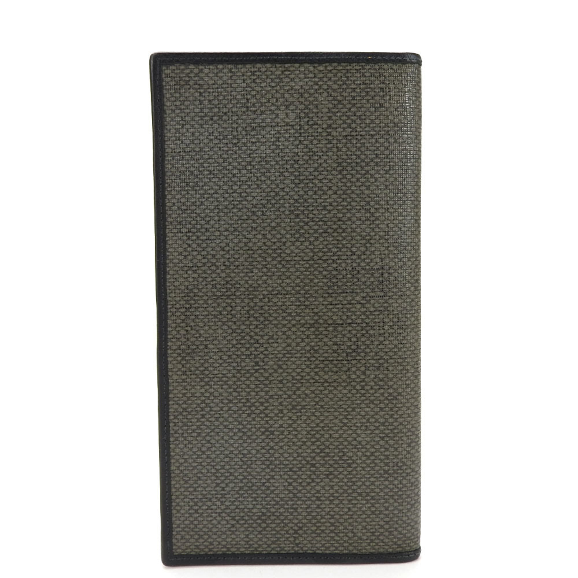 Salvatore Ferragamo Gancini Black Gray Pvc Leather Long Wallet (Bi-Fold) (Pre-Owned)