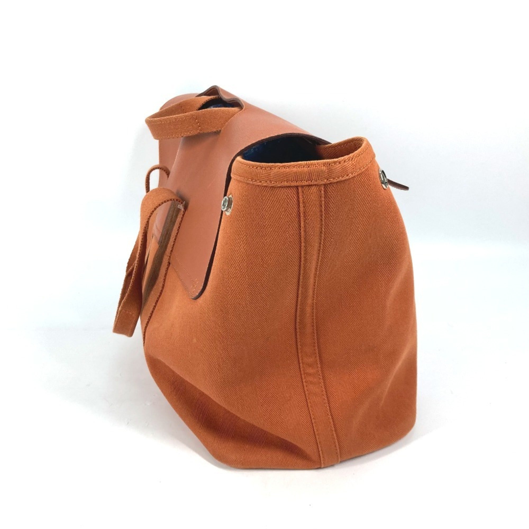 Hermes Orange Canvas Leather Handbag Pouch Tote Bag (Pre-Owned)