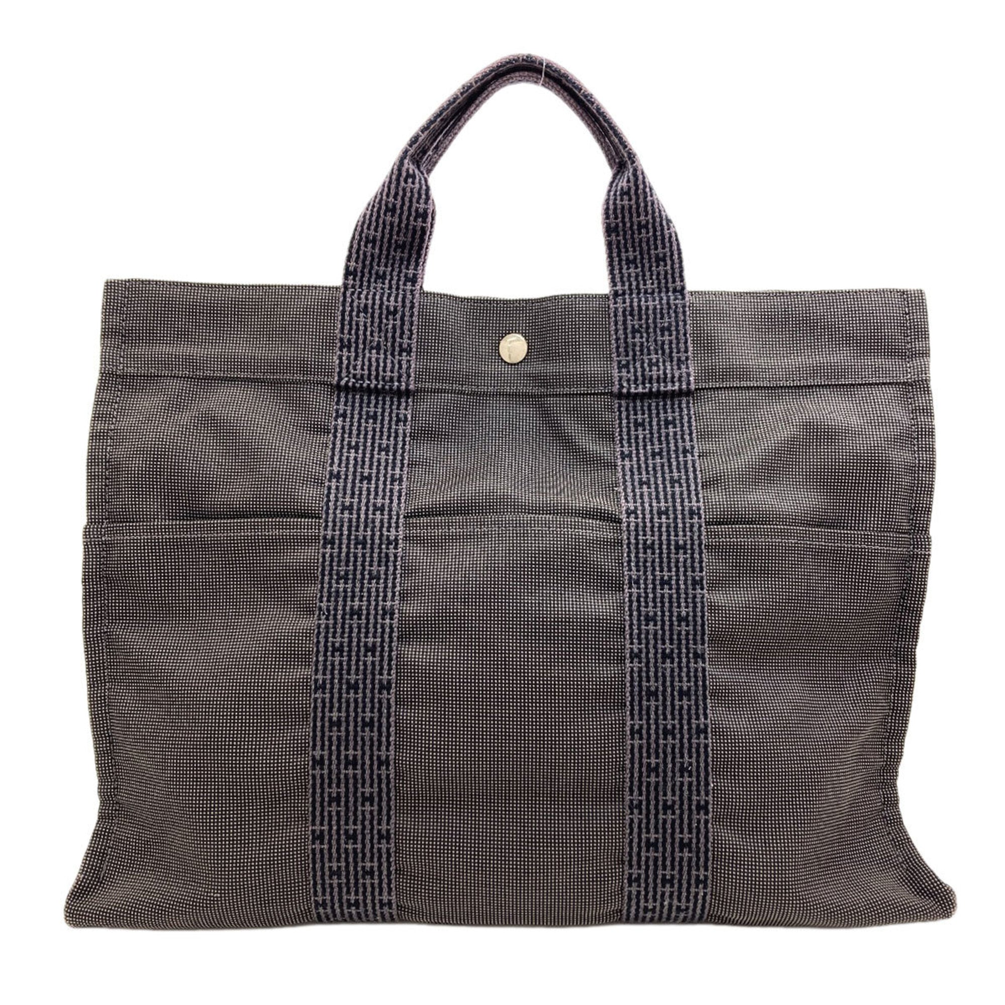 Hermes Her Line Gray Canvas Handbag (Pre-Owned)