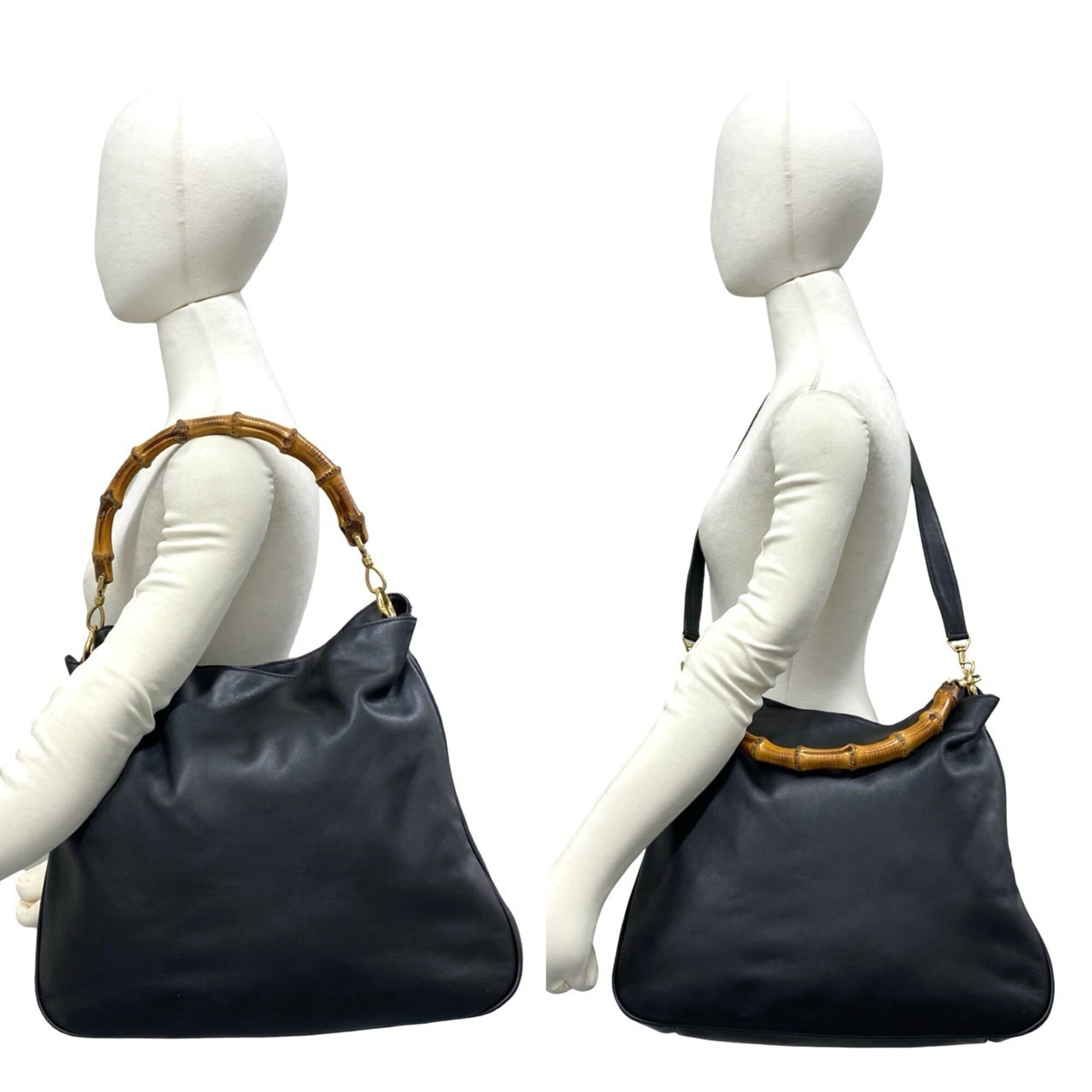 Gucci Black Leather Handbag Shoulder Bag Tote Bag (Pre-Owned)