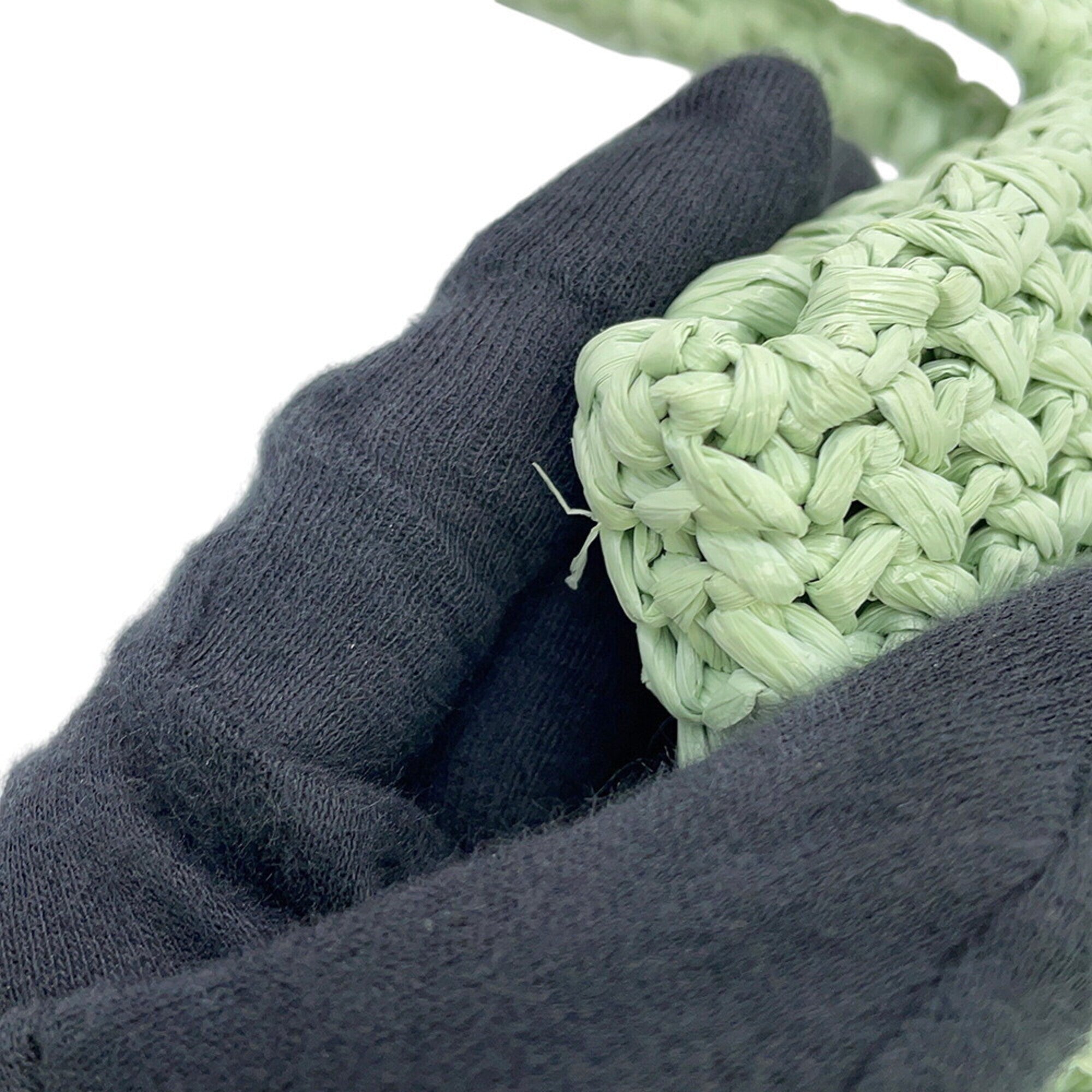 Prada Green Raffia Handbag Tote Bag (Pre-Owned)