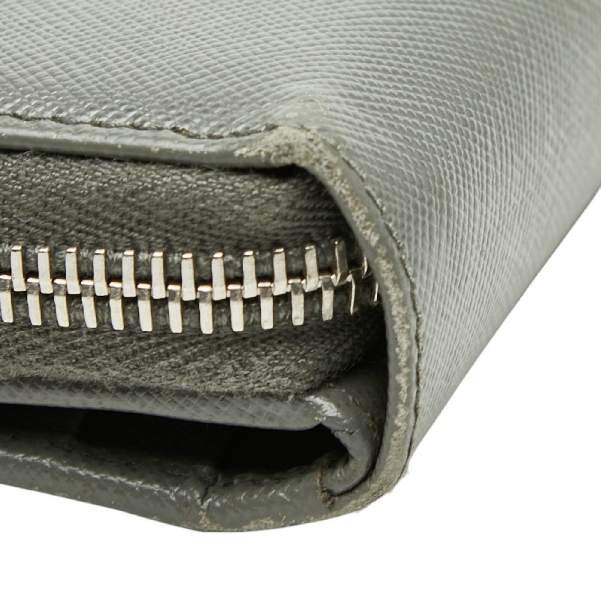 Prada Gray Saffiano Triangle Leather Long Wallet (Bi-Fold) (Pre-Owned)