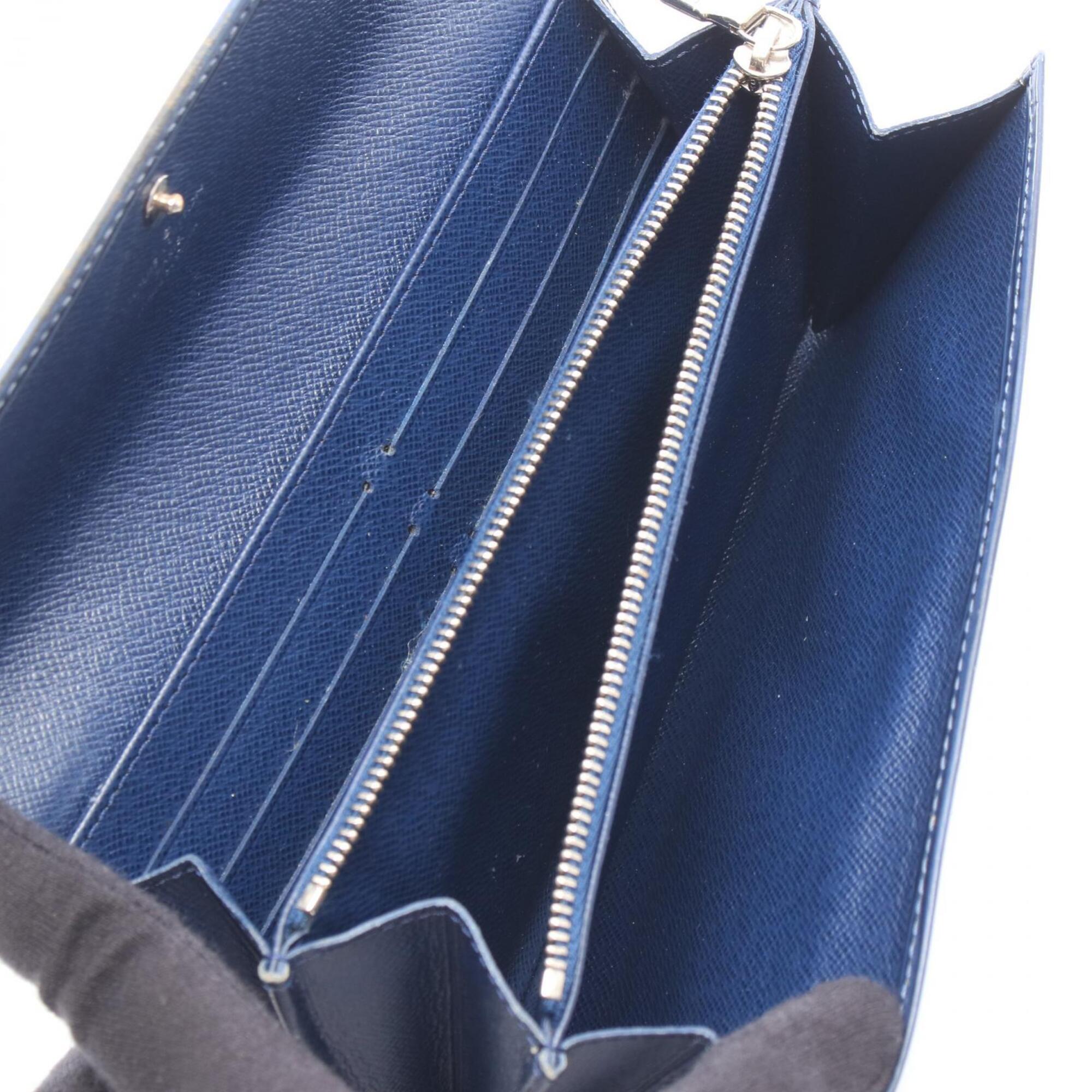Louis Vuitton Navy Leather Long Wallet (Bi-Fold) (Pre-Owned)