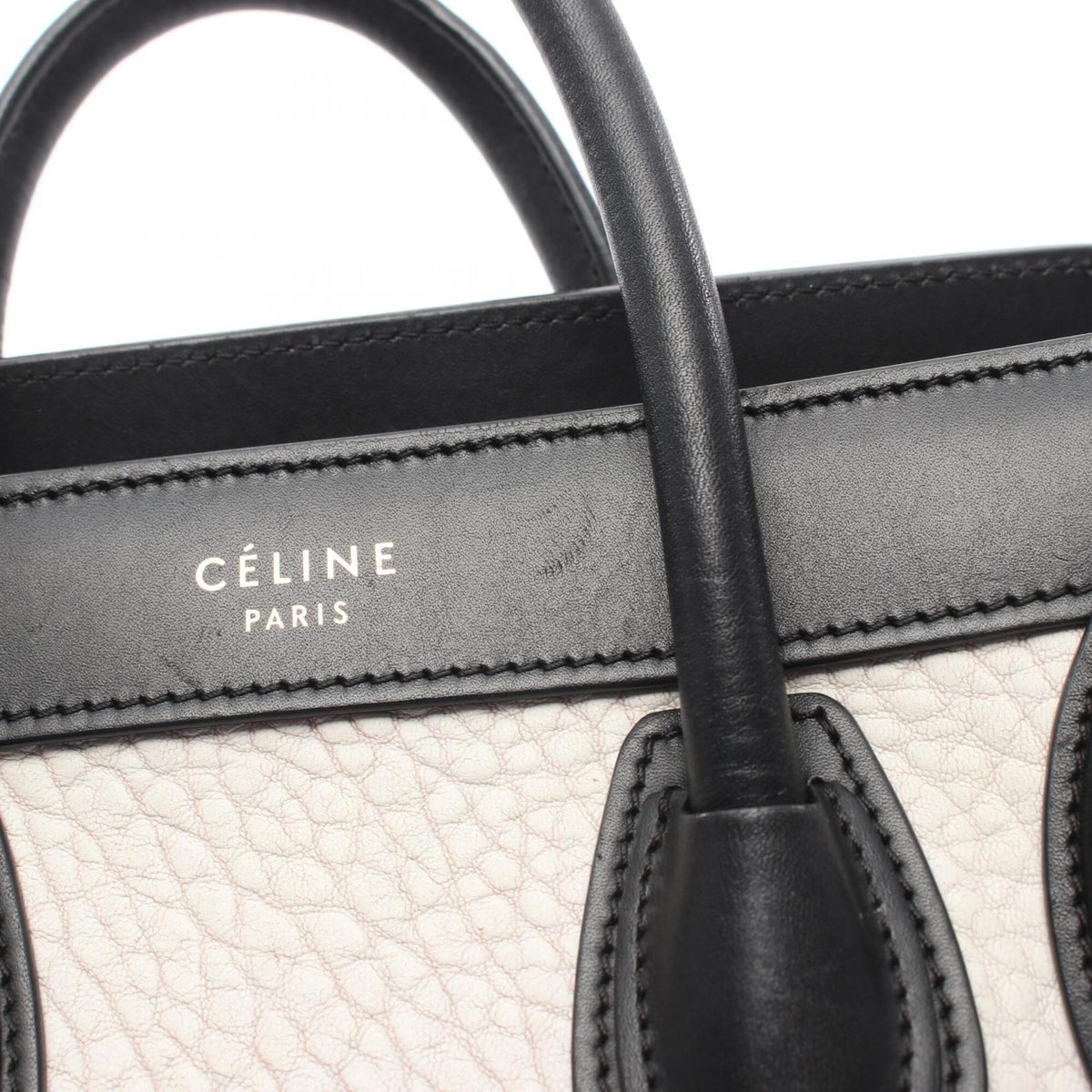 Celine Black White Leather Handbag (Pre-Owned)